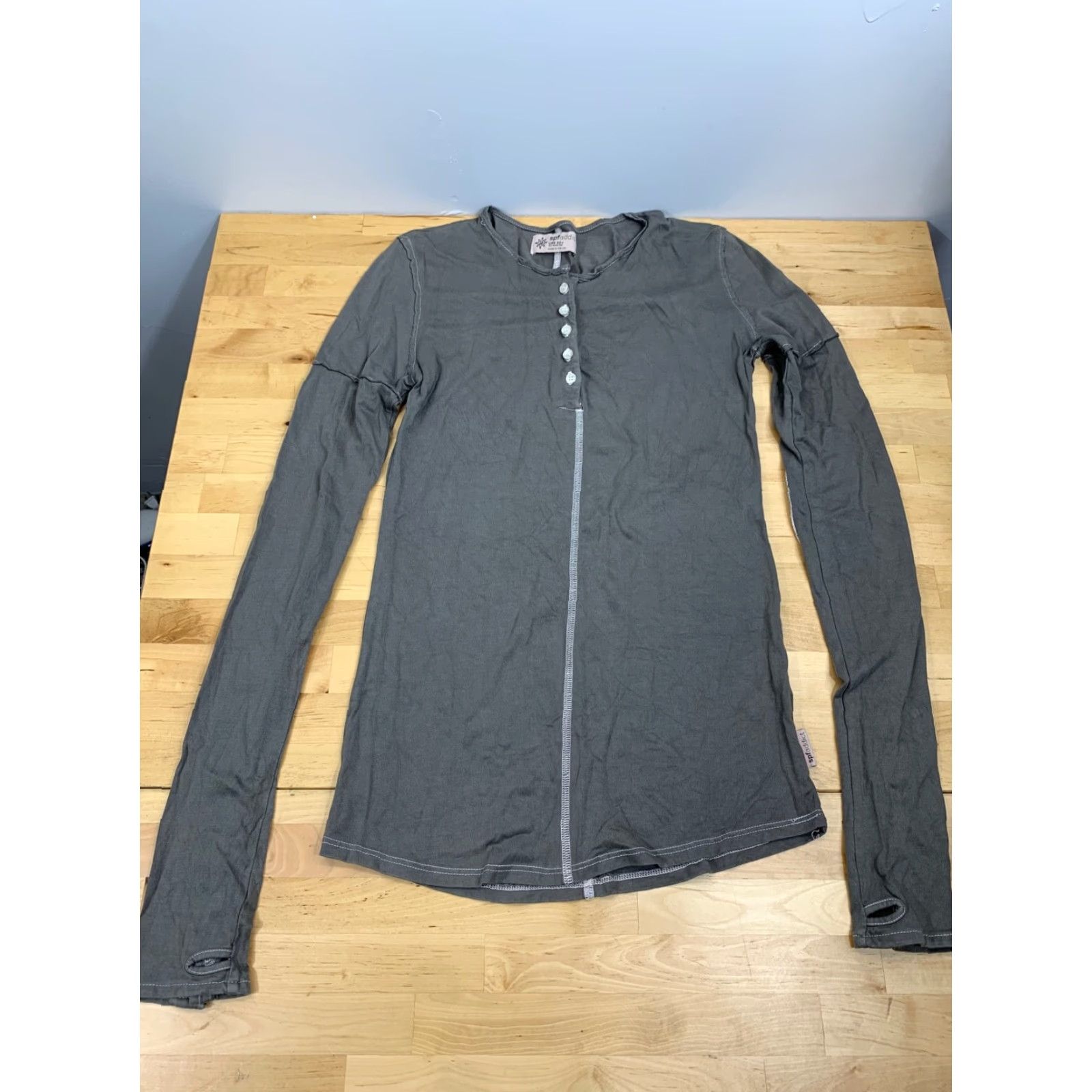 Olive SPF Addict UPF 50 Long Sleeve T Shirt Mens Henley Olive Green L Size US L / EU 52-54 / 3 - 2 Thumbnail