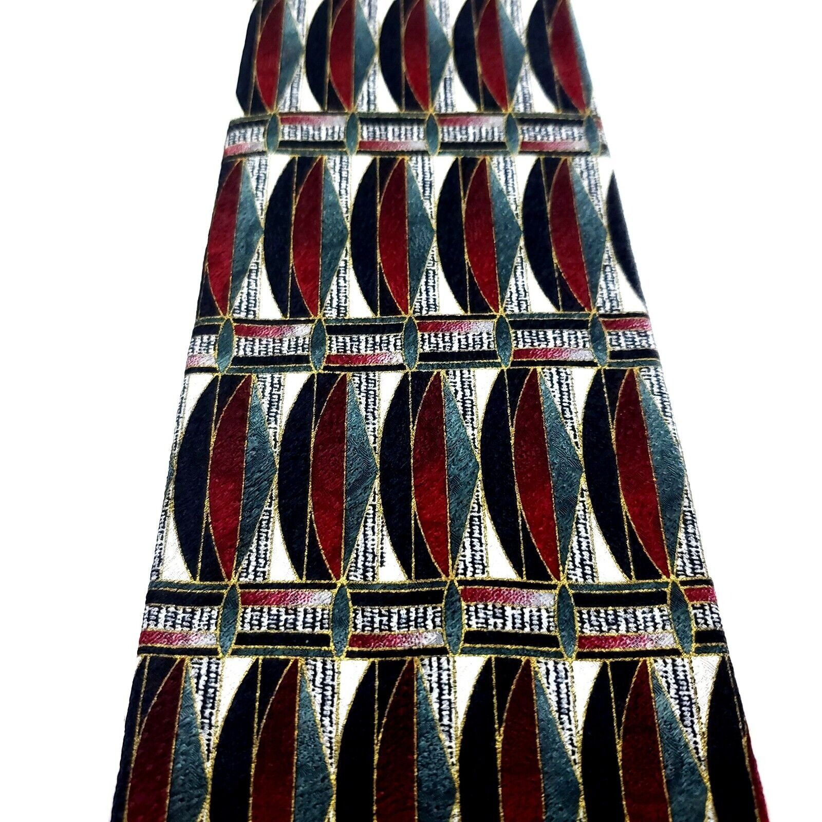 Pierre Cardin Pierre Cardin Gray Red Silk Tie Woven Wide Geometric Size ONE SIZE - 2 Thumbnail