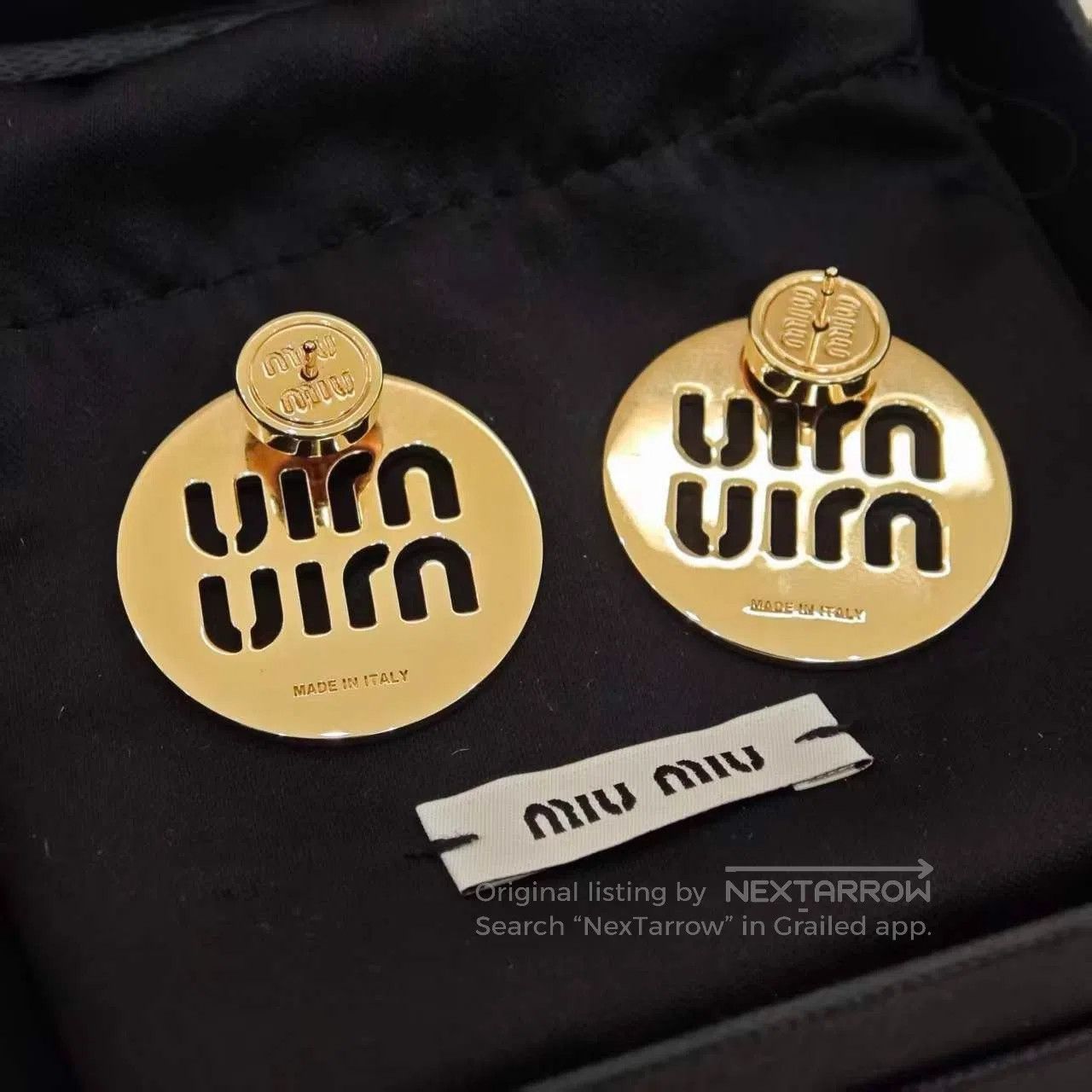 Miu Miu Miu Miu Circular Hollow Logo Earrings. Size ONE SIZE - 4 Thumbnail