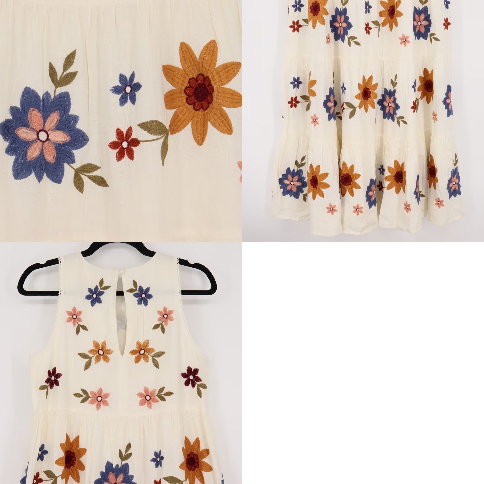 Vintage Sezane Maxi Dress Gardenia Floral Embroidered Linen Cotton Ivory US 4 FR 36 Womens Size S / US 4 / IT 40 - 8 Thumbnail