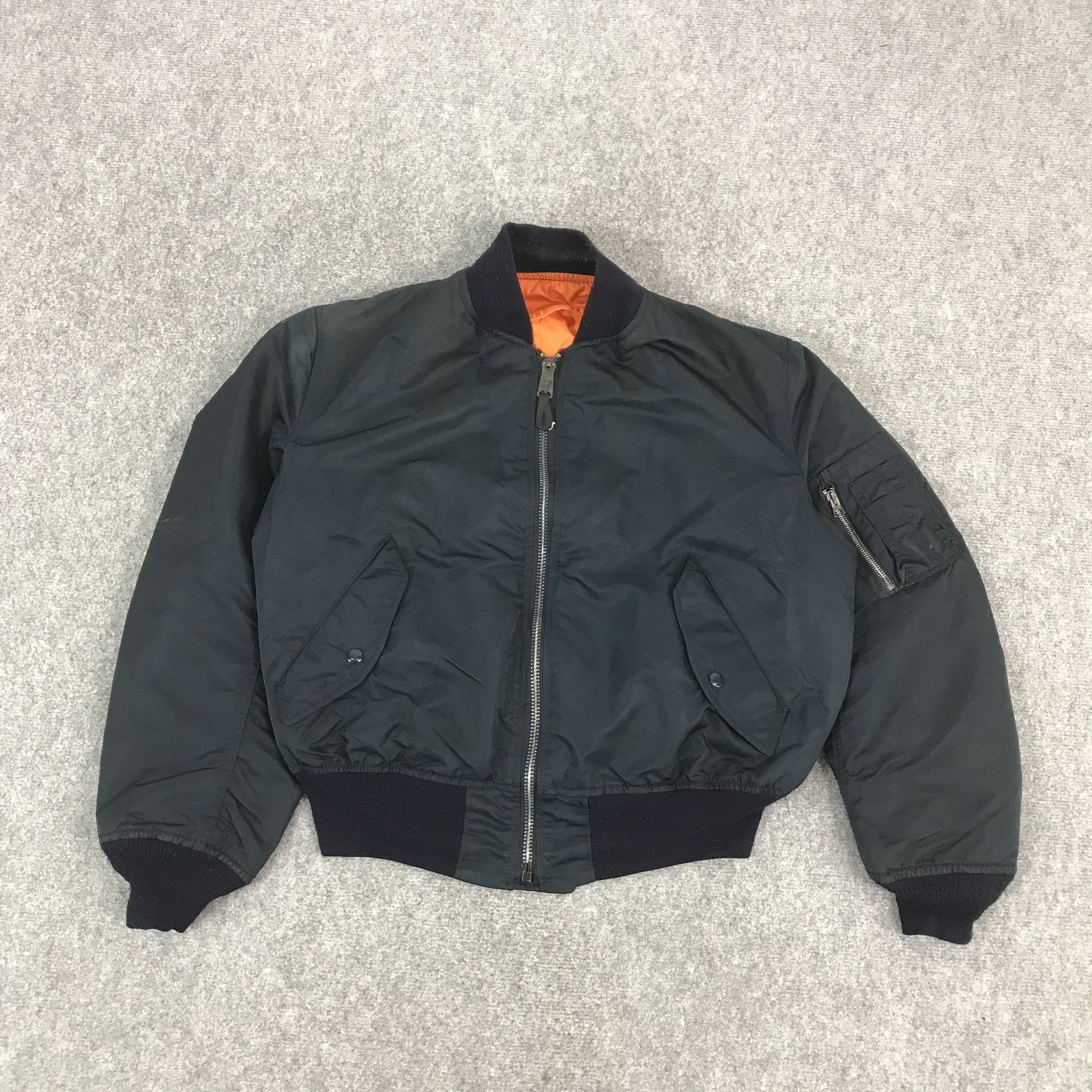Alpha Industries VTG ALPHA INDUSTRIES NAVY BOMBER JACKET Size US XL / EU 56 / 4 - 1 Thumbnail