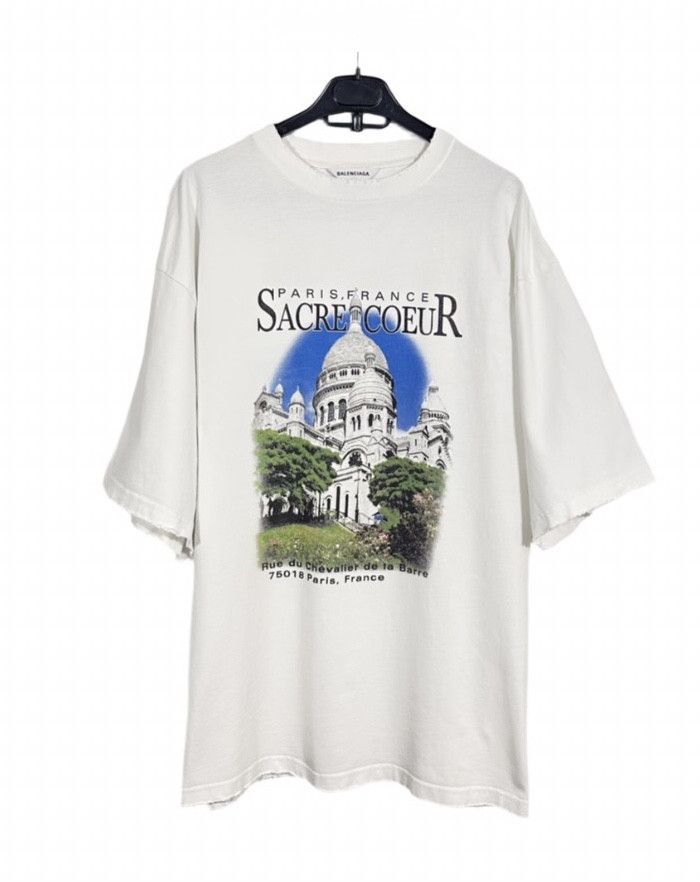 Balenciaga Sacre Coeur Distressed Oversized T-Shirt Unisex