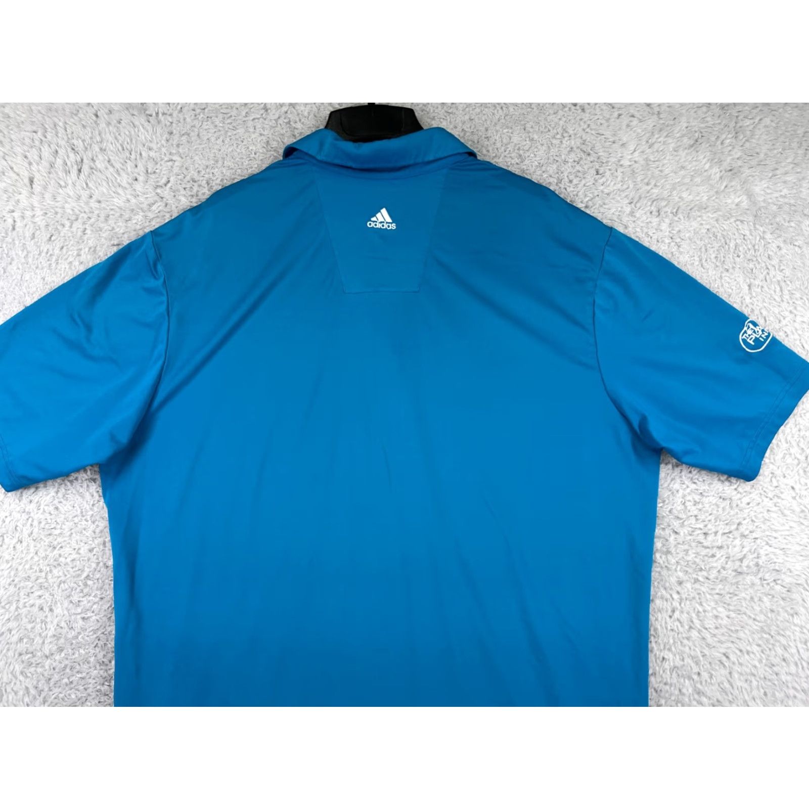 Adidas ADIDAS Polo Shirt Mens XL Blue Solid Short Sleeve Golf Athletic 100% Polyester Polo Men Size US XL / EU 56 / 4 - 6 Thumbnail