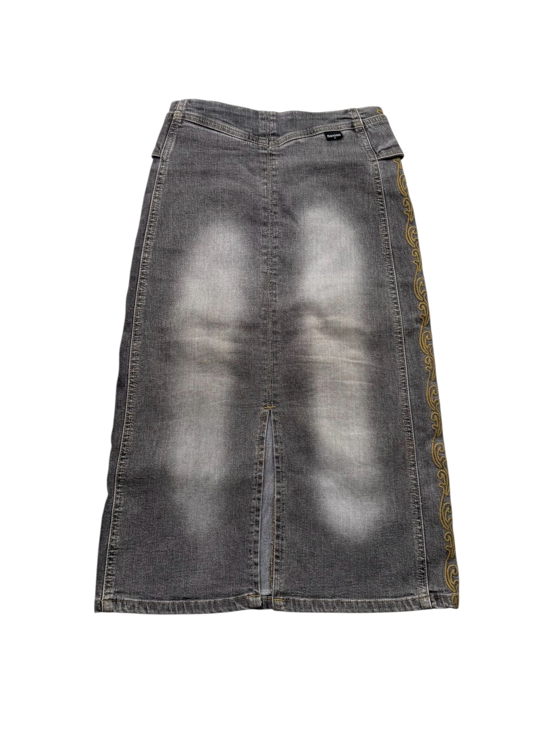 Vintage Faded Skirt With Wide Belt M1D15(E41)(V40)
