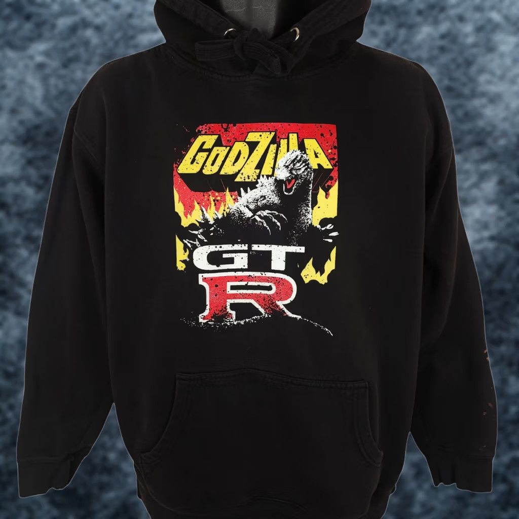 Vintage VINTAGE Godzilla Nissan GT-R Sweatshirt Hoodie Mens Size Large Black R32 Skyline Size US L / EU 52-54 / 3 - 1 Thumbnail