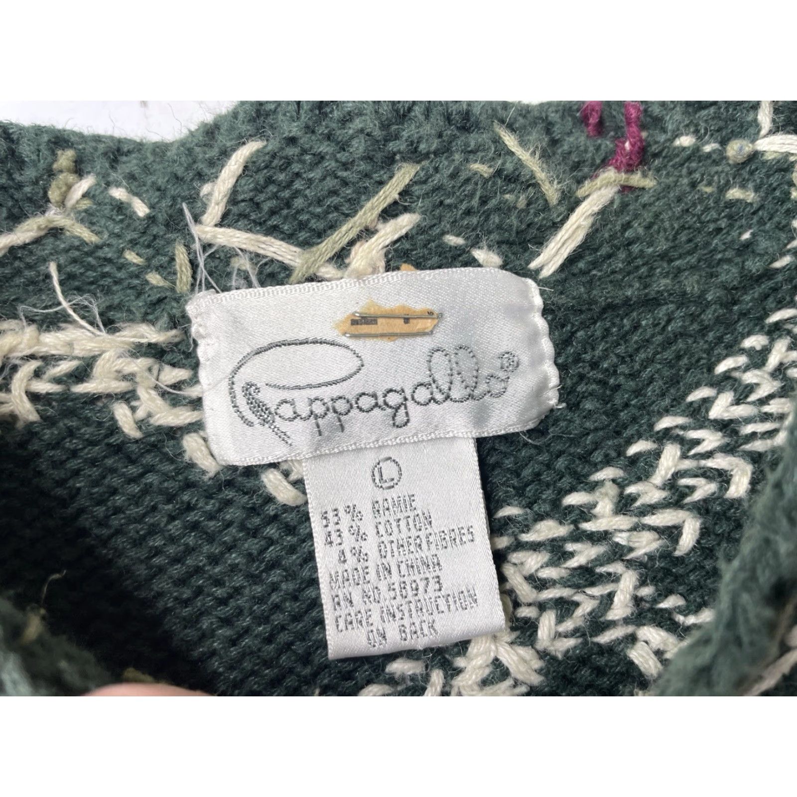 Vintage VINTAGE Pappagallo Rose Sweater Womens Size L Green Cotton Blend Knit Pullover Heavyweight Retro Size L / US 10 / IT 46 - 3 Thumbnail