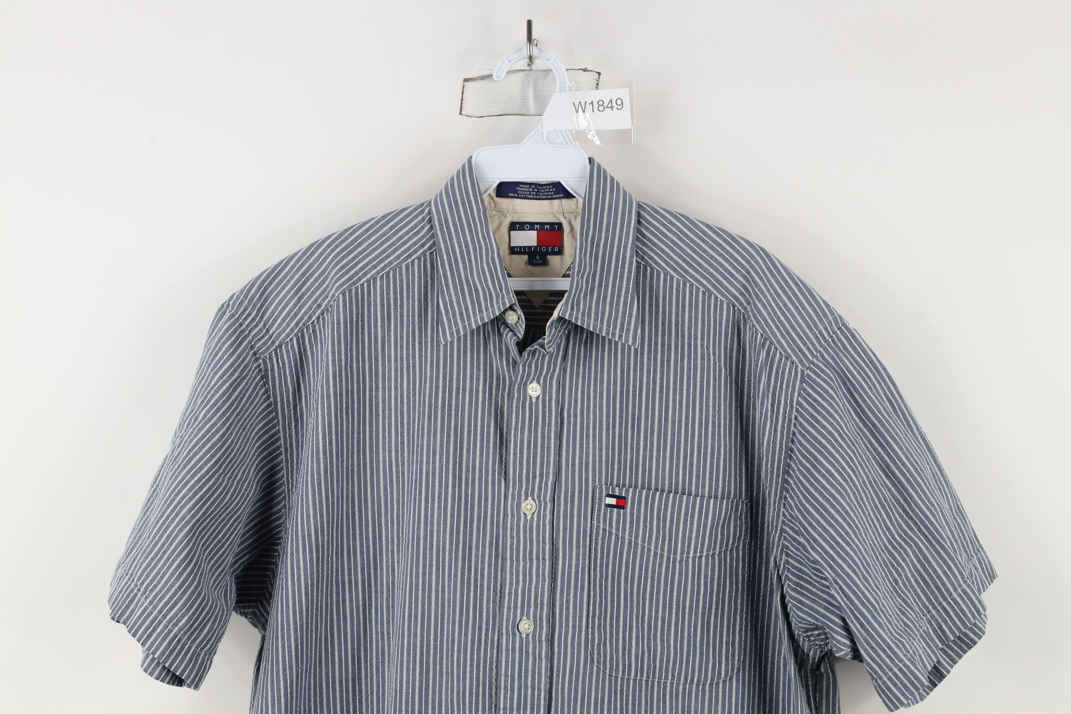 Tommy Hilfiger × Vintage Vintage 90s Tommy Hilfiger Striped Seer Sucker Button Shirt Size US S / EU 44-46 / 1 - 2 Thumbnail