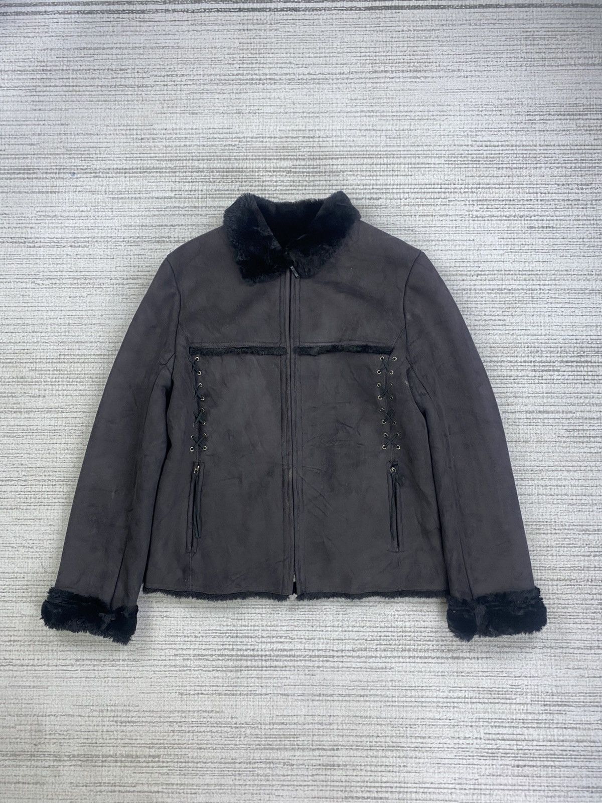 Sonia Rykiel Vintage Sonia Rykiel Suede Leather Lining Faux Fur Jacket Size US S / EU 44-46 / 1 - 1 Thumbnail