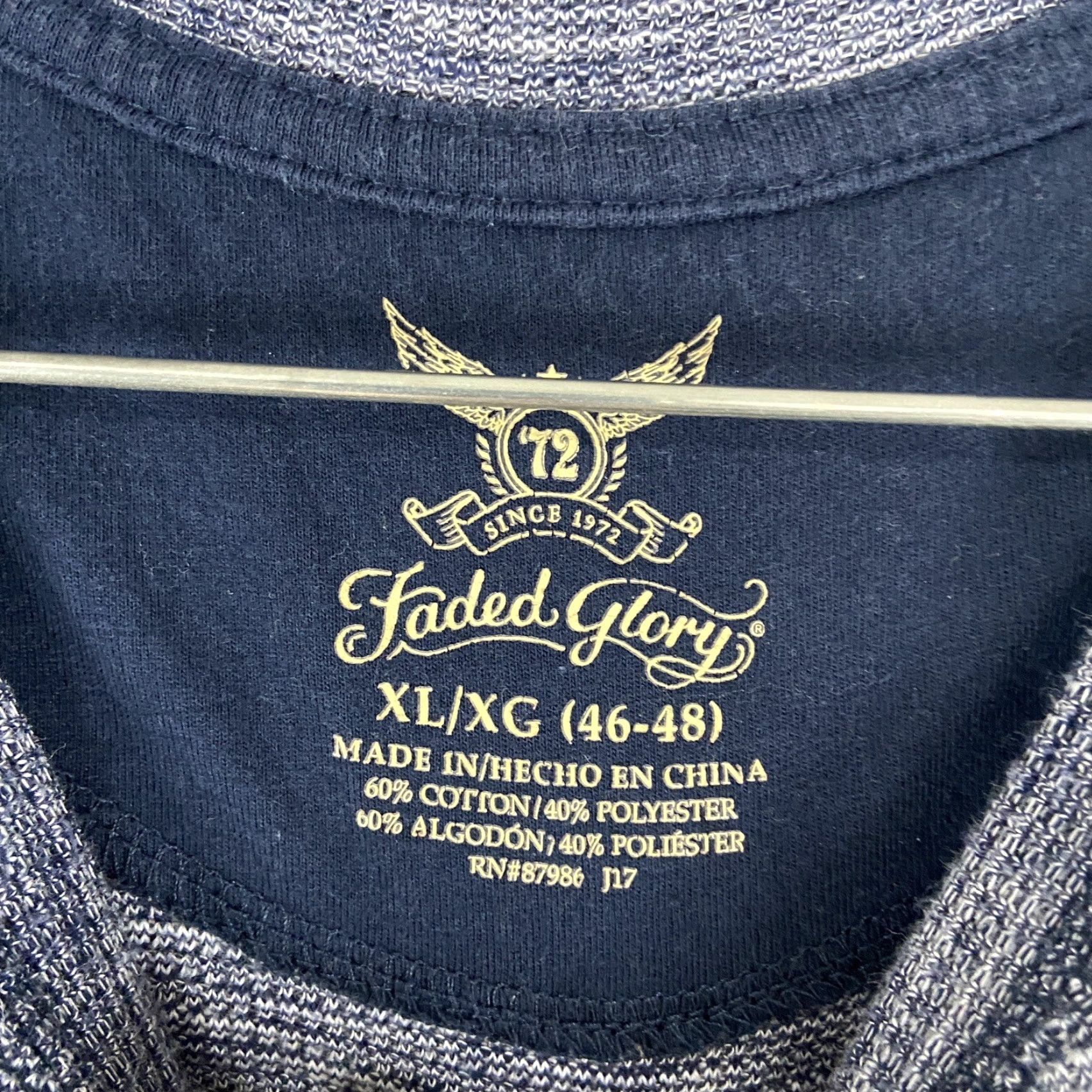 Faded Glory VINTAGE Faded Glory Shirt Men XL Long Sleeve Blue Heathered T-Shirt XL Mens Size US XL / EU 56 / 4 - 6 Thumbnail