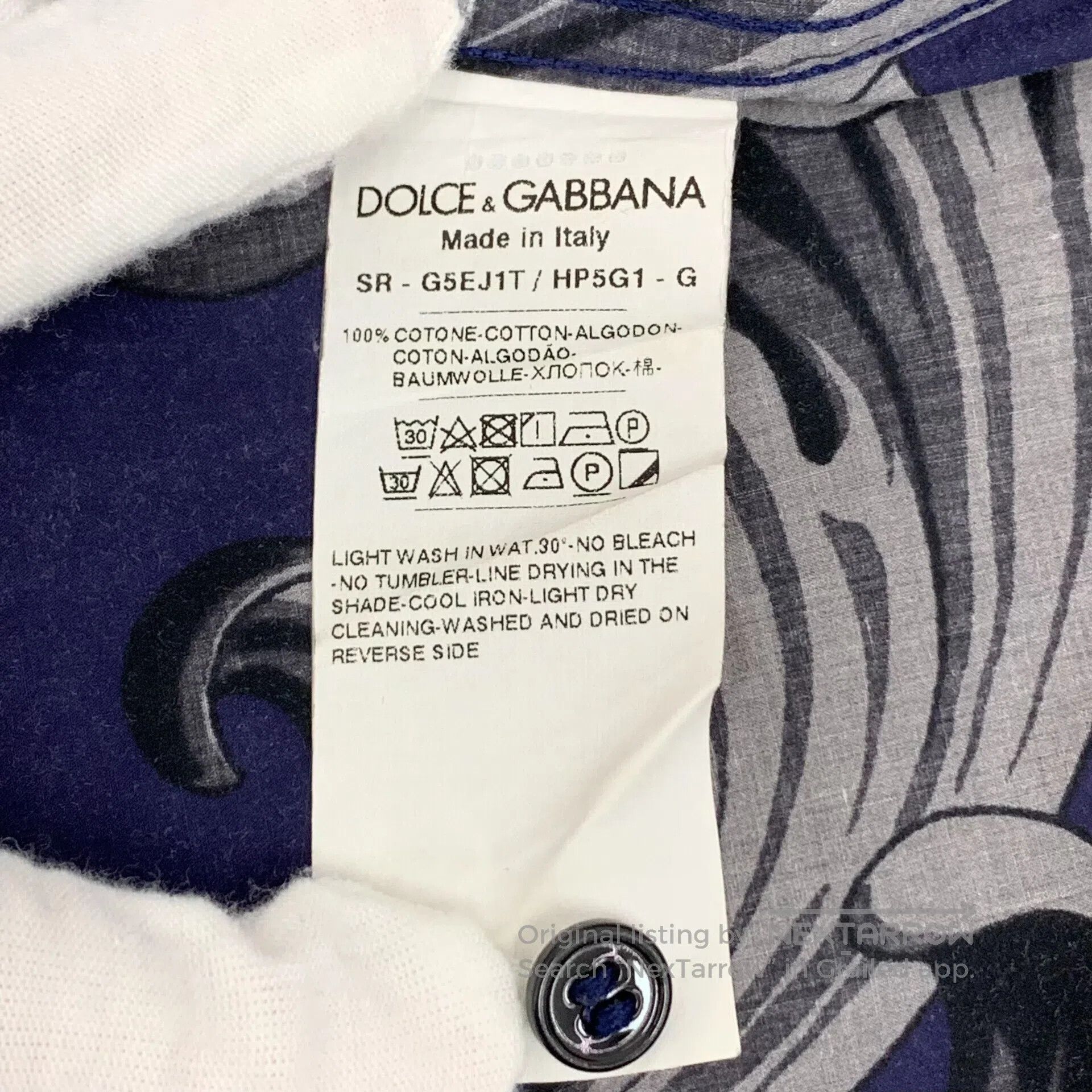 Dolce & Gabbana Dolce Gabbana Dark Blue Pattern Printed Cotton Lapel Singl Size XS / US 0-2 / IT 36-38 - 6 Thumbnail