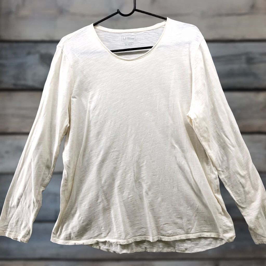 Vintage L.L. Bean Long Sleeve T Shirt Womens XL Ivory Crewneck Cotton Slub Knit Shirt Mens? Size XL / US 12-14 / IT 48-50 - 1 Thumbnail