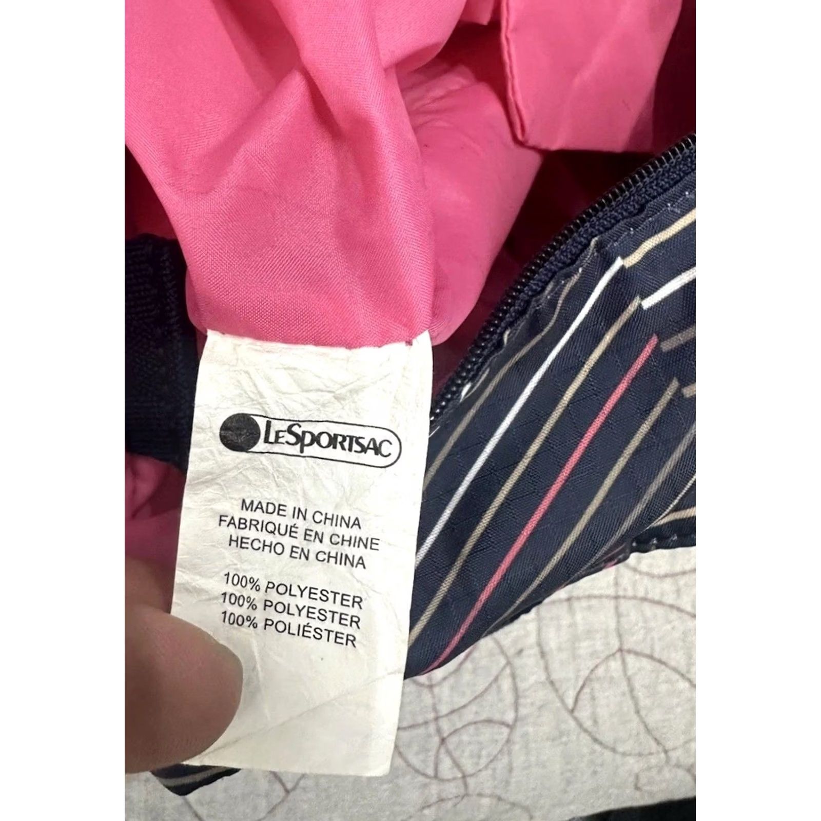 LeSportsac VTG Le Sportsac Large Tote Travel Zip Blue Pink Geometric Size ONE SIZE - 6 Thumbnail