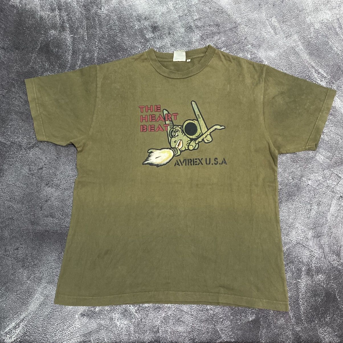 Avirex Vintage Rare Avirex USA The Heart Beat Tshirt Army Size US L / EU 52-54 / 3 - 1 Thumbnail