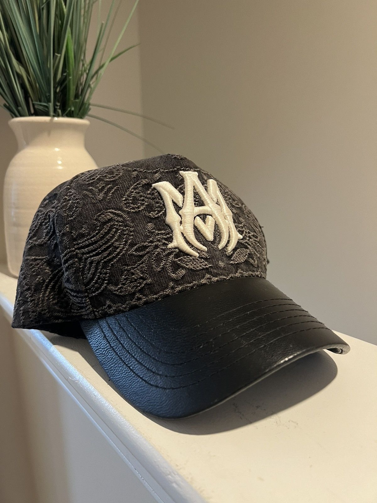 Amiri Amiri Embroidered Print MA Leather Brim Hat Size ONE SIZE - 1 Thumbnail
