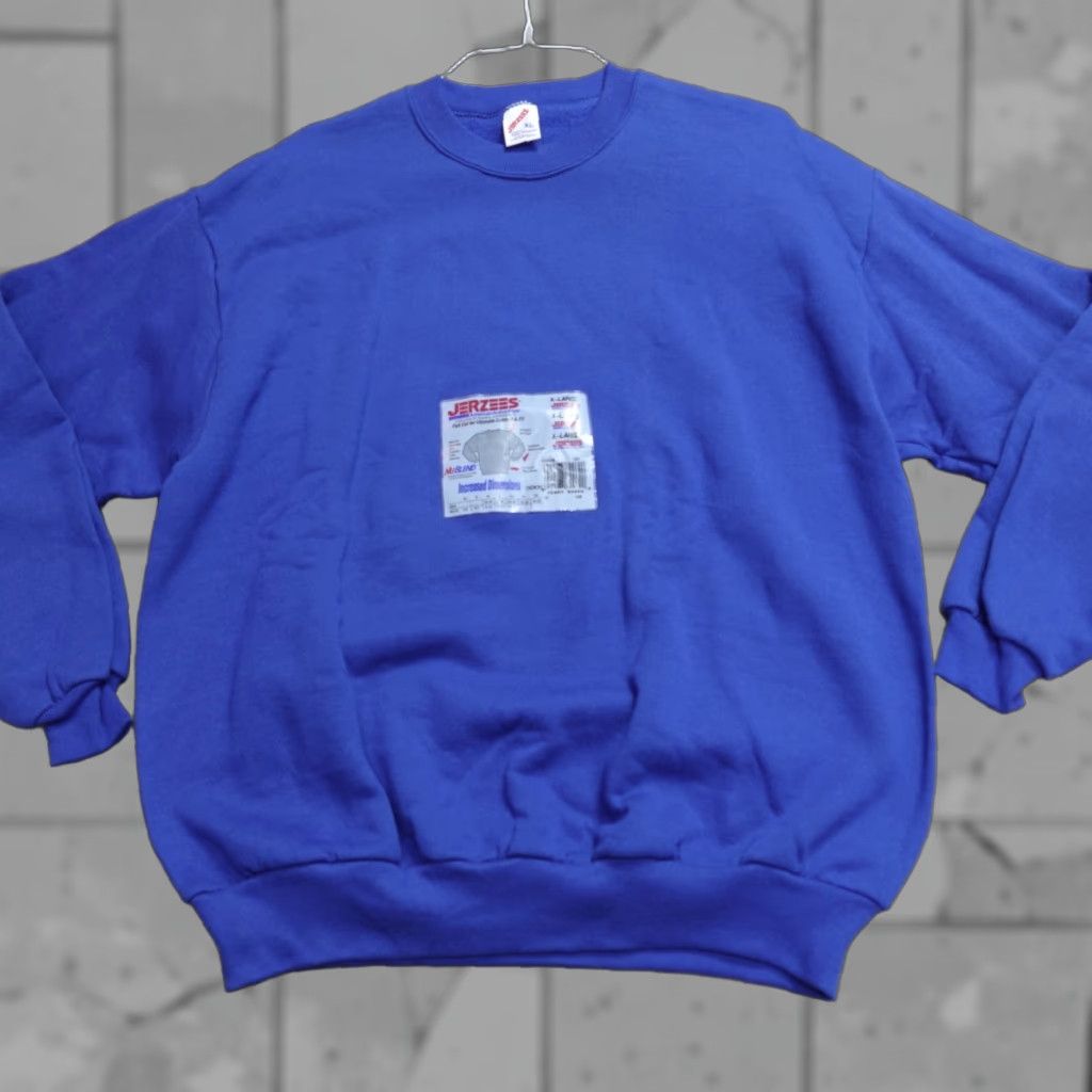 Jerzees VINTAGE Jerzees Sweatshirt Crew Neck Blue L USA Pullover Men Blank Made in USA NEW Old Stock Size US L / EU 52-54 / 3 - 1 Thumbnail