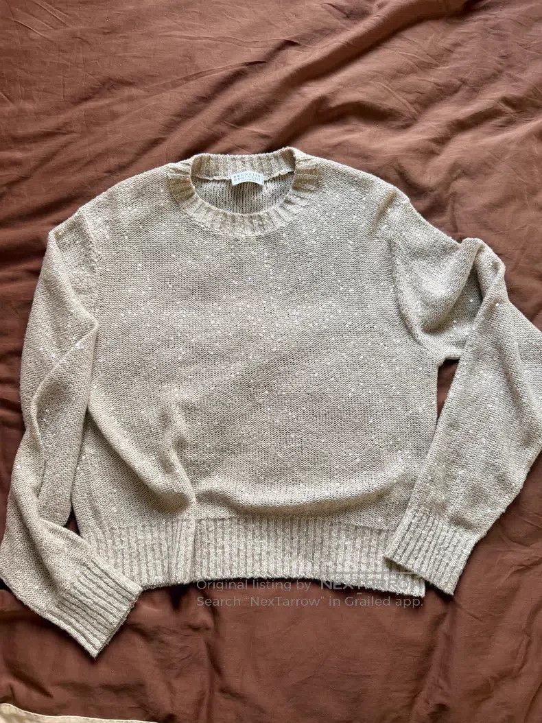 Brunello Cucinelli Brunello Cucinelli All Sequin Linen + Cashmere + Silk Knit Size M / US 6-8 / IT 42-44 - 3 Thumbnail