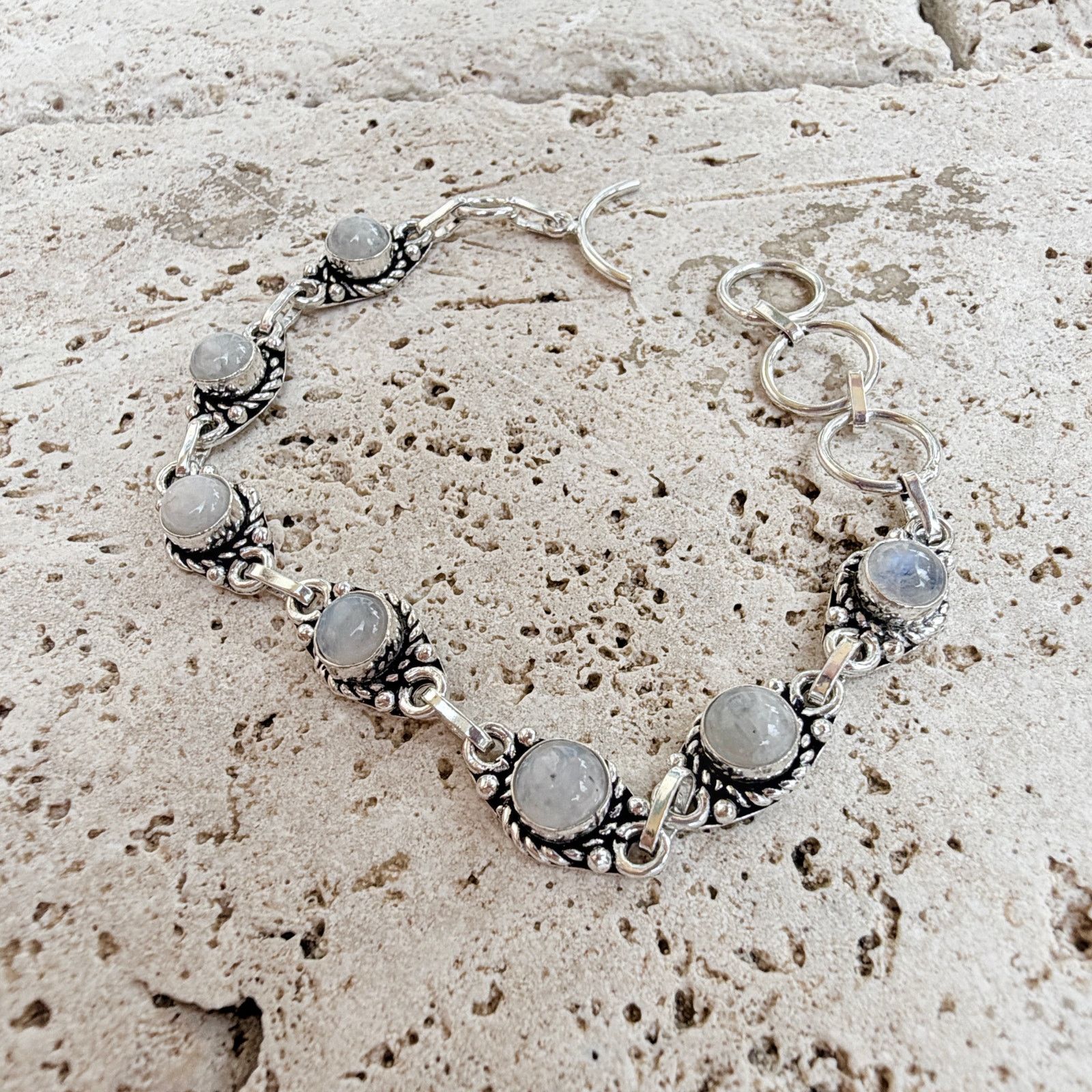 The Unbranded Brand Rainbow Moonstone Link Toggle Bracelet 925 Silver Overlay Size ONE SIZE - 4 Thumbnail