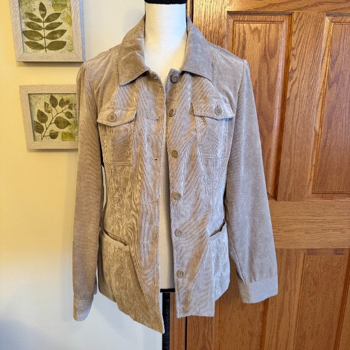 Croft & Barrow Croft & Barrow Jacket Womens M Beige Corduroy Blazer Button Size M / US 6-8 / IT 42-44 - 1 Thumbnail