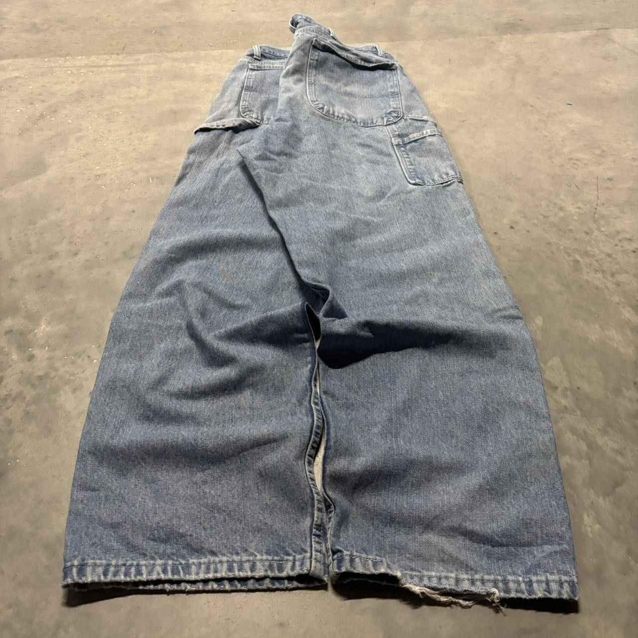Japanese Brand × Vintage Crazy Vintage Y2K/2000s Baggy Light Wash Distressed Skater Carpenter Denim Jeans! Size US 34 / EU 50 - 4 Thumbnail