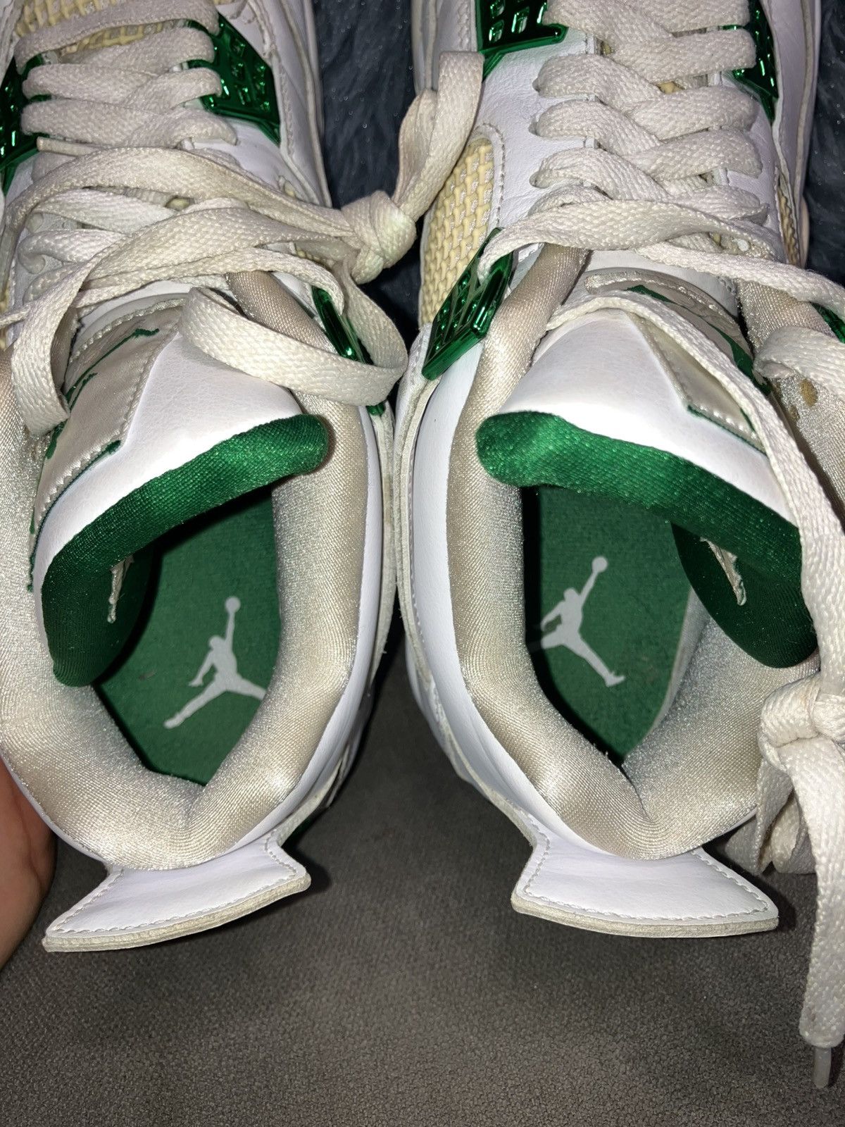Jordan Brand Sz 9.5m- AJ4 Retro Metallic Green- used/og box Size US 9.5 / EU 42-43 - 5 Thumbnail