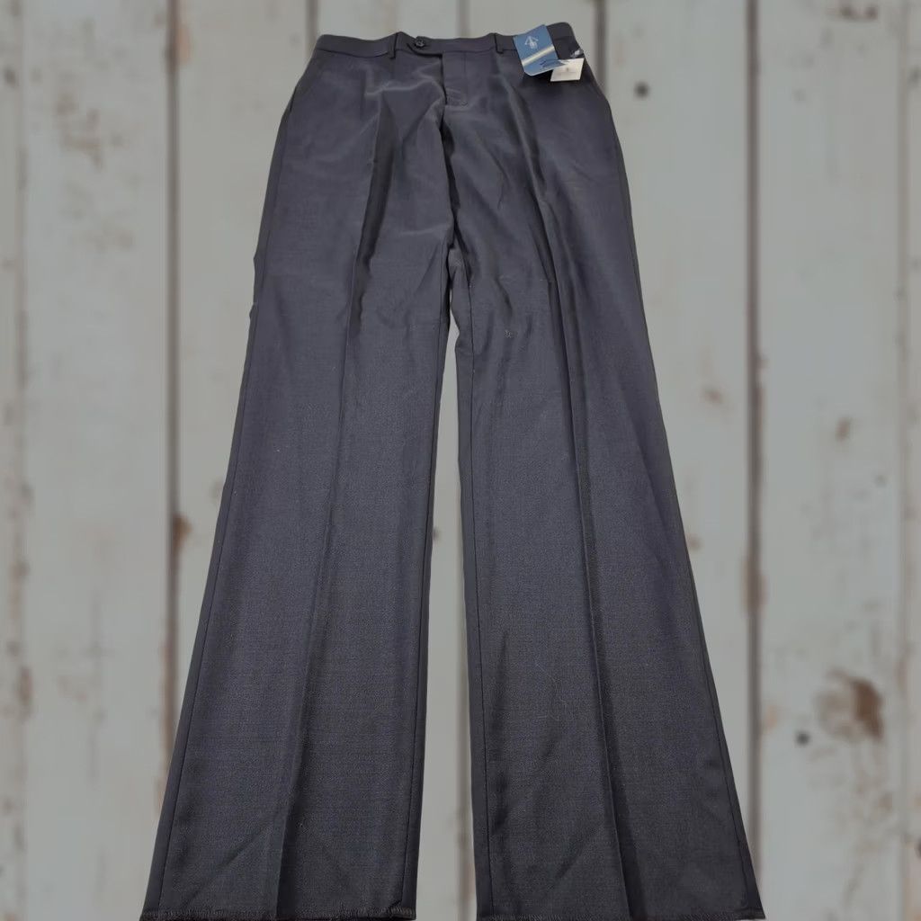 Vintage Leonardo Valenti Dress Pants Mens 34x36 Blue Wool Flat Front Unhemmed NWT Size US 34 / EU 50 - 1 Thumbnail