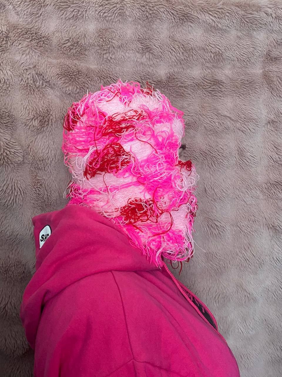 Japanese Brand DISTRESSED Pink Y2k Opium BALACLAVA Hat Size ONE SIZE - 2 Thumbnail