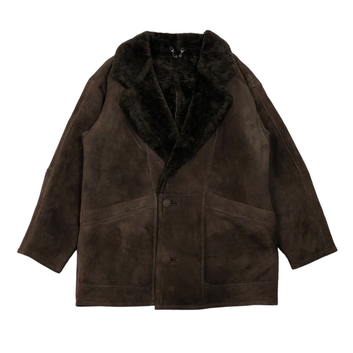 Vintage 🔥VINTAGE SHEARLING LEATHER JACKET FUR BLANKET ITALY TEODEM Size US L / EU 52-54 / 3 - 1 Thumbnail
