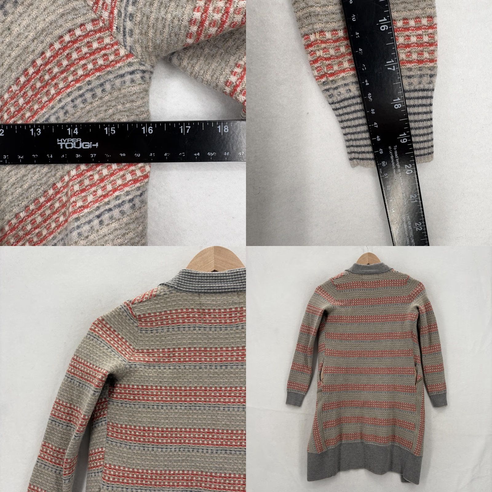 Arrow Anthropologie Sparrow Cardigan Sweater Womens S Gray Wool Open Front Longline Size S / US 4 / IT 40 - 8 Thumbnail