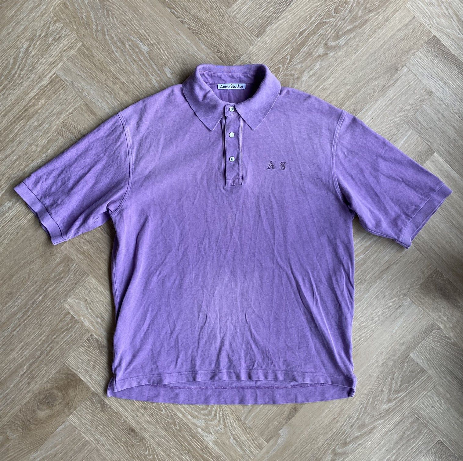 Acne Studios $300 - Cotton Polo Shirt - Washed Lilac Size US S / EU 44-46 / 1 - 15 Thumbnail