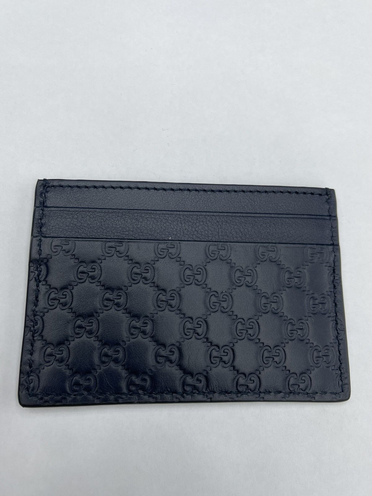 Gucci Gucci Micro Guccissima Navy Blue Card Holder Size ONE SIZE - 1 Thumbnail