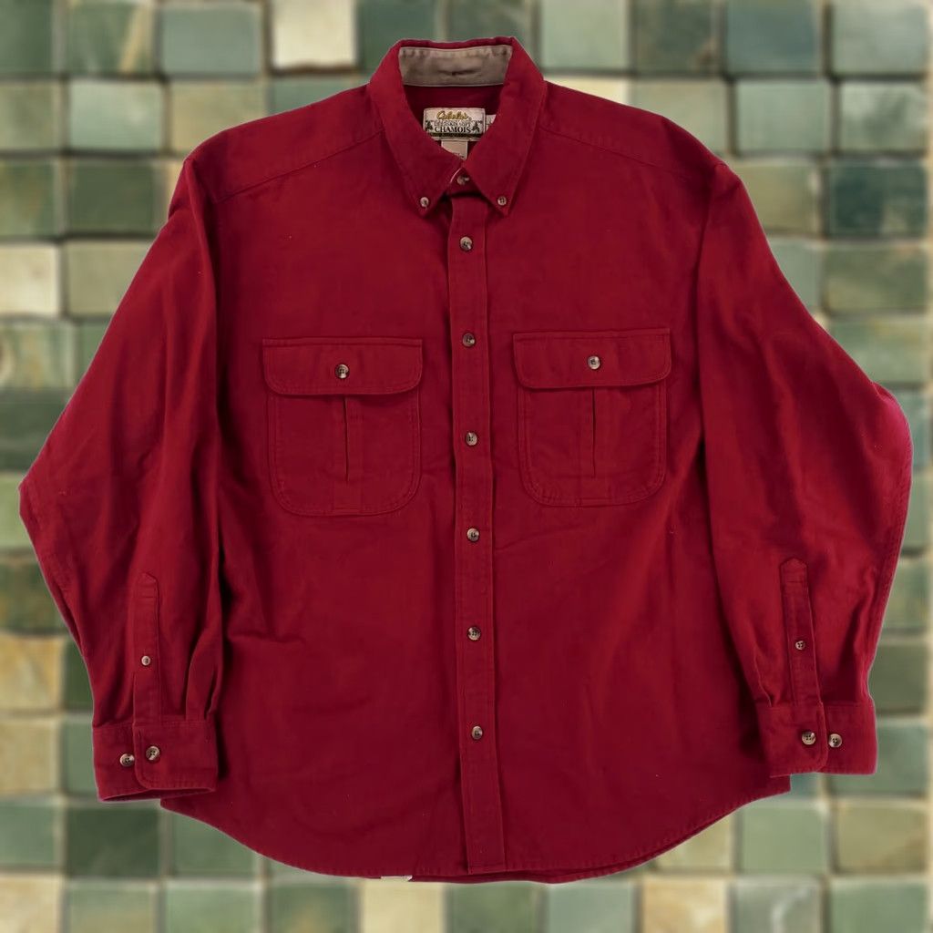 Vintage Cabela's Shirt Button-Up Red Long Sleeve Mens L Deerskin Soft Chamois Size US L / EU 52-54 / 3 - 1 Thumbnail