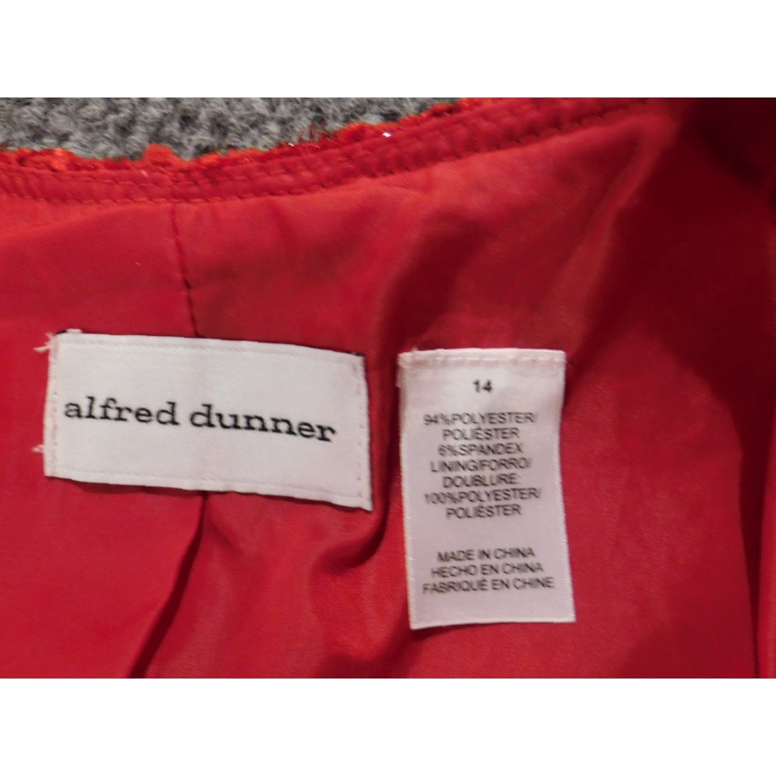 Vintage Alfred Dunner Womens Jacket 14 Red Solid Long Sleeve Knit Embroidered Stretch Mid-Length Regular Fall Spring Casual Designer Basic Jacket Mens? Size XL / US 12-14 / IT 48-50 - 4 Thumbnail