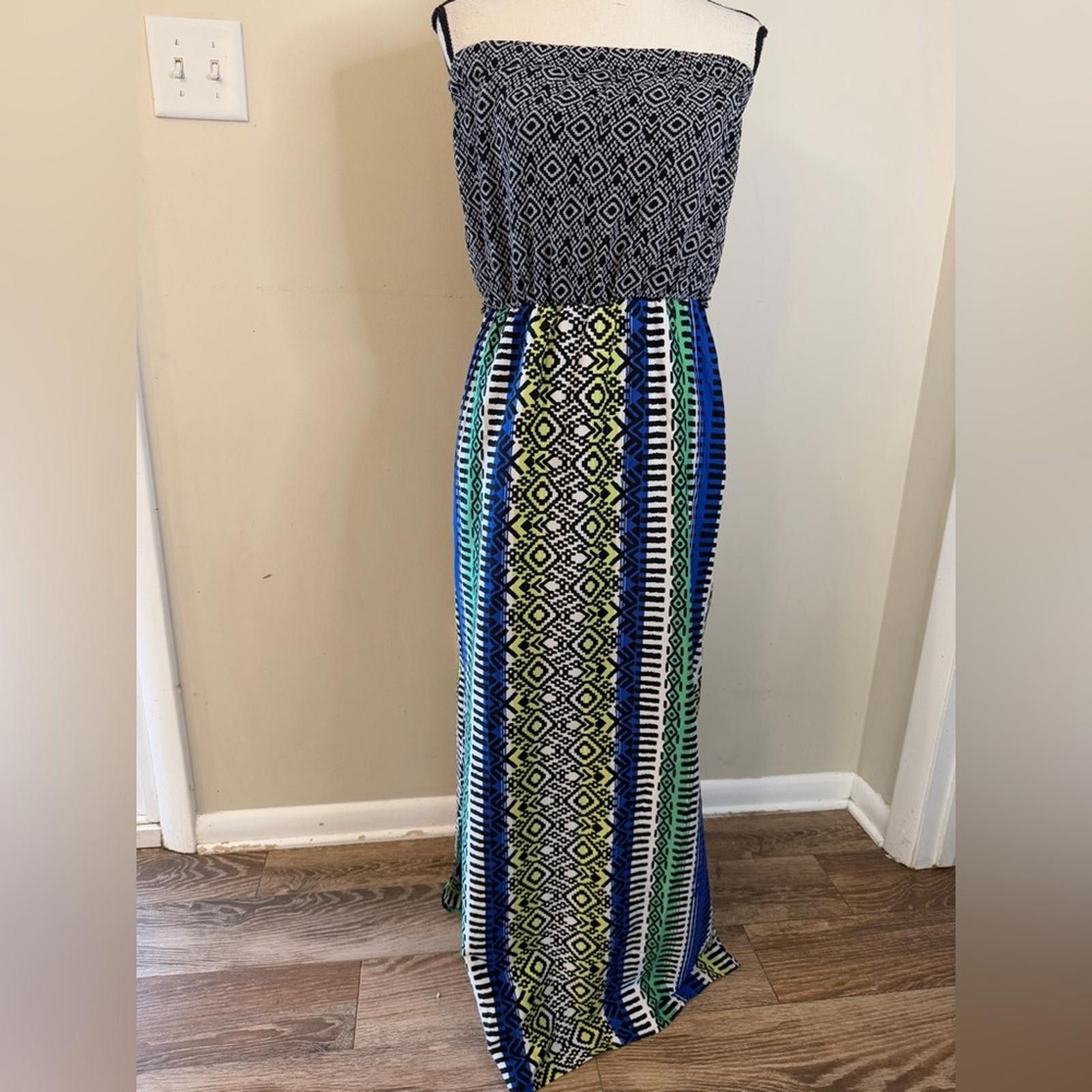 Halo Halo strapless maxi dress colorful contrasting pattern SZ M Size M / US 6-8 / IT 42-44 - 1 Thumbnail