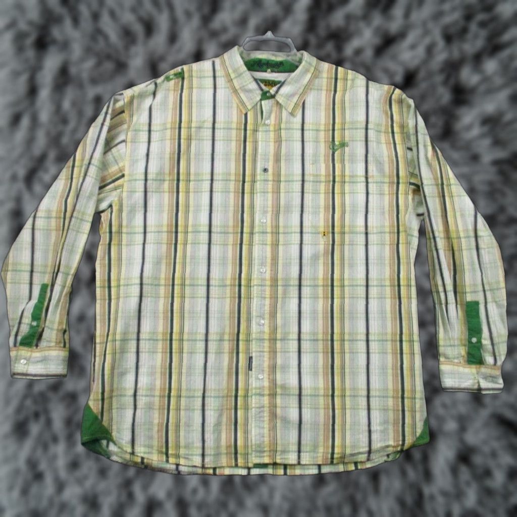 Akademiks Akademiks Shirt XXXL Men Green Yellow Plaid Stripe Button Up Long Sleeve Casual Hip Hop Y2K 90s Shirt Mens Big & Tall Size US XXL / EU 58 / 5 - 1 Thumbnail