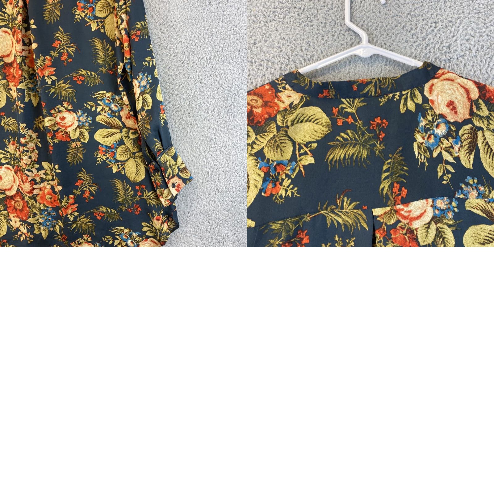H&M H&M Black Floral Long Sleeve Polyester Relaxed Blouse Shirt Sz 14 / 66-7 Size XL / US 12-14 / IT 48-50 - 8 Thumbnail
