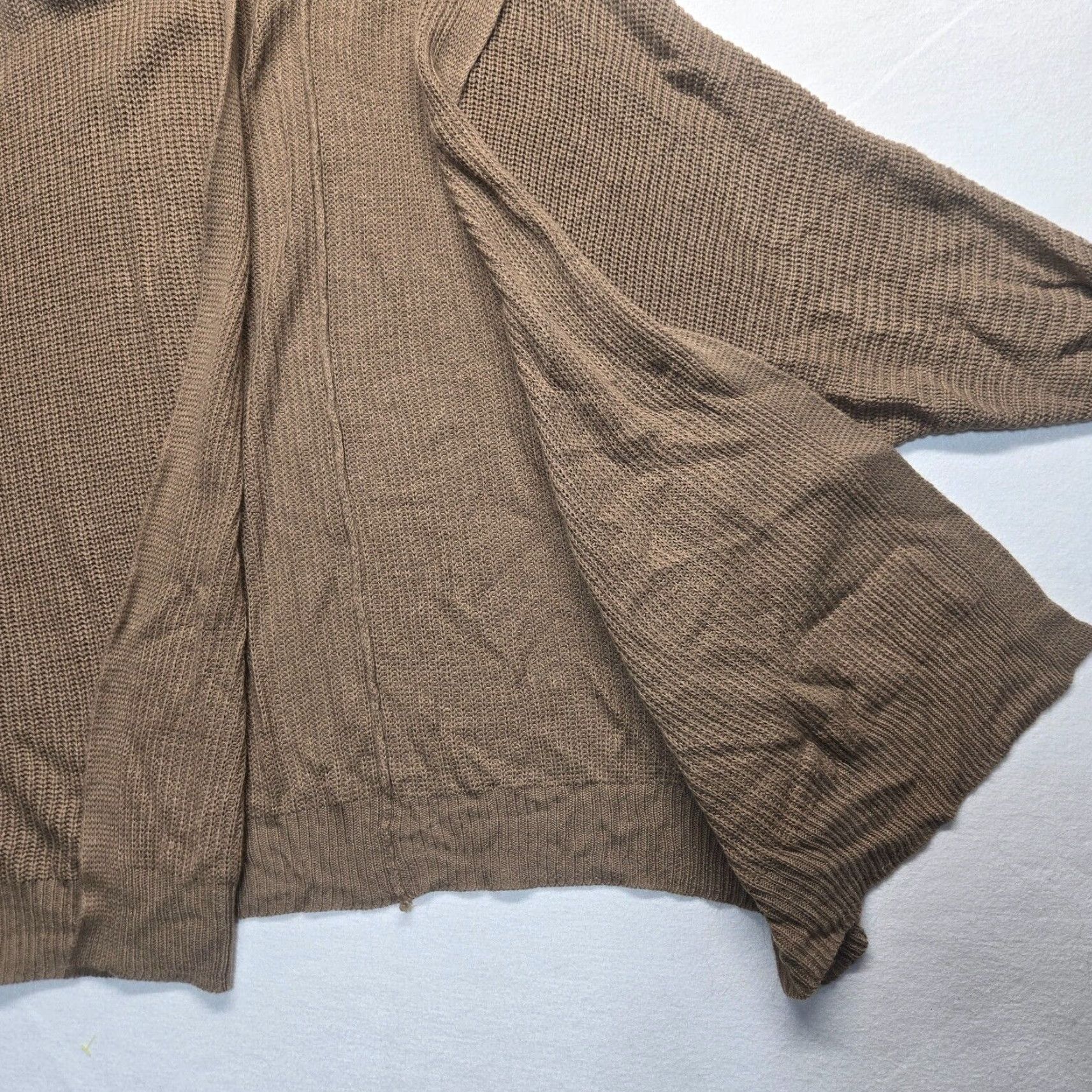 Changes Love Change Cardigan Sweater Adult 3X Brown Open Front Solid Womens 90s? Size XXL / US 16-18 / IT 52-54 - 3 Thumbnail