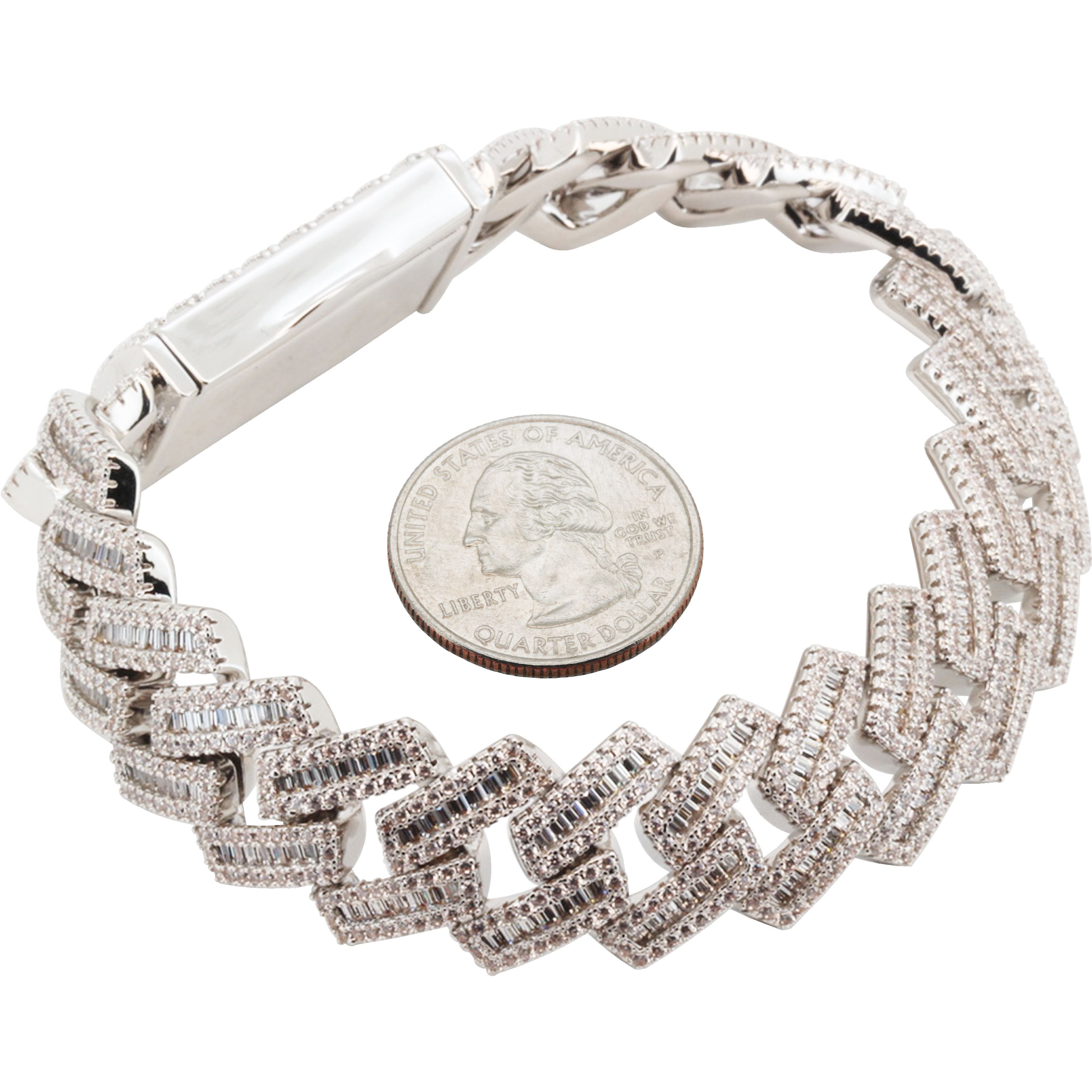 Other 14k White Gold Plated AAA CZ 18mm Cuban Link Bracelet 8.5” Size ONE SIZE - 2 Thumbnail