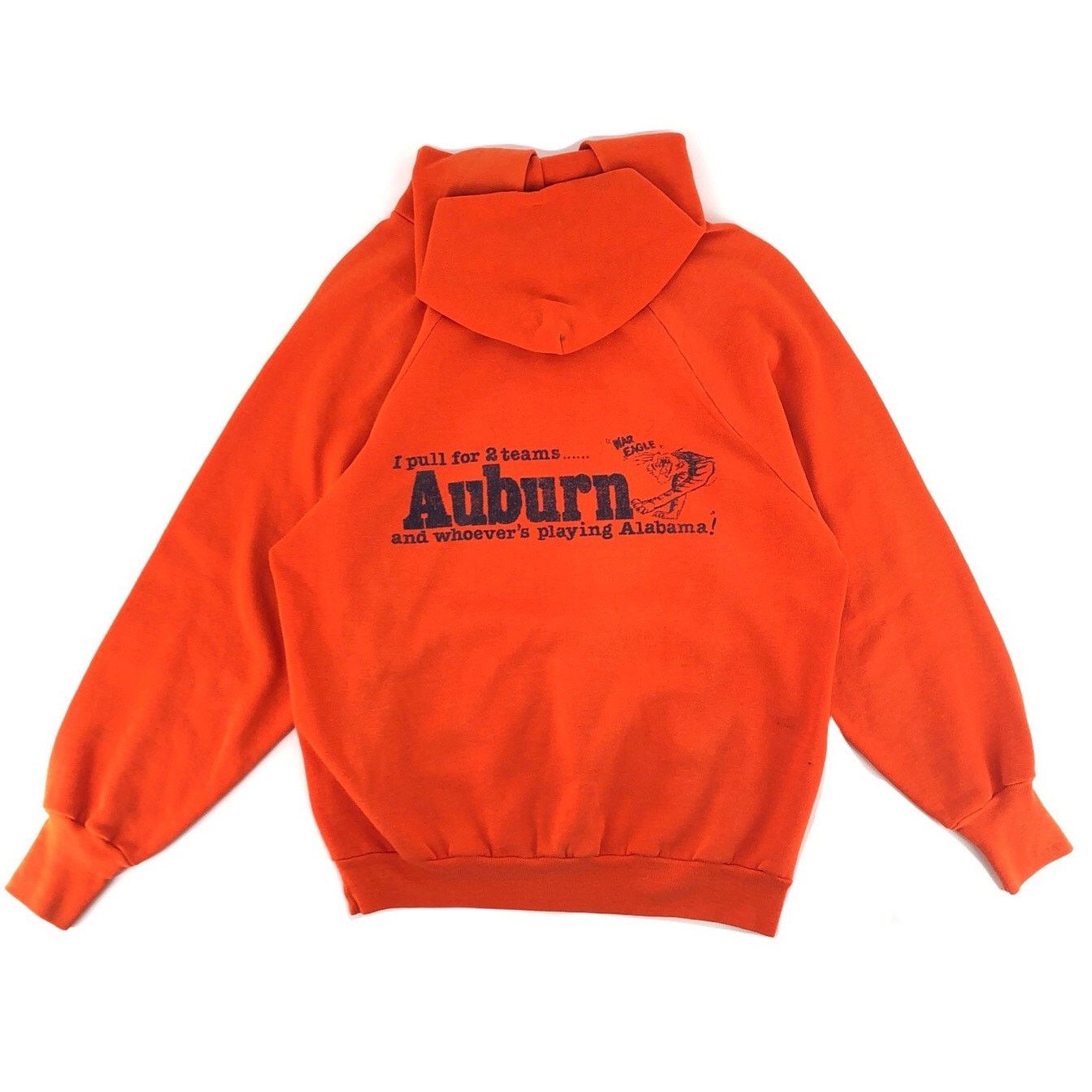 image of 80's Auburn University Double Sided Hoodie 1980's Vintage in Orange, Men's (Size Small)