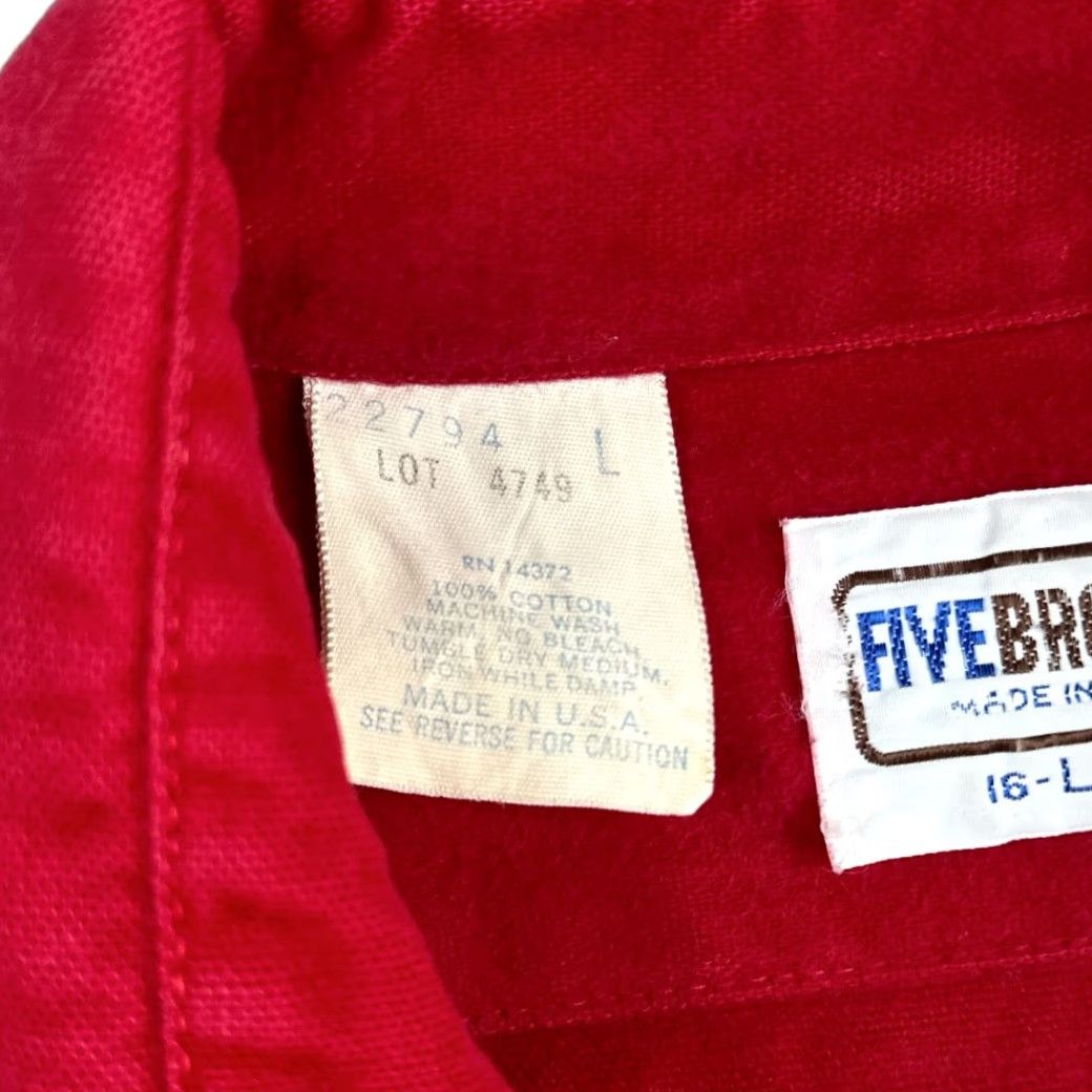 Vintage VINTAGE Five Brother Shirt Adult LARGE Red Flannel USA Union Made Barn Chore 80s Size US L / EU 52-54 / 3 - 6 Thumbnail