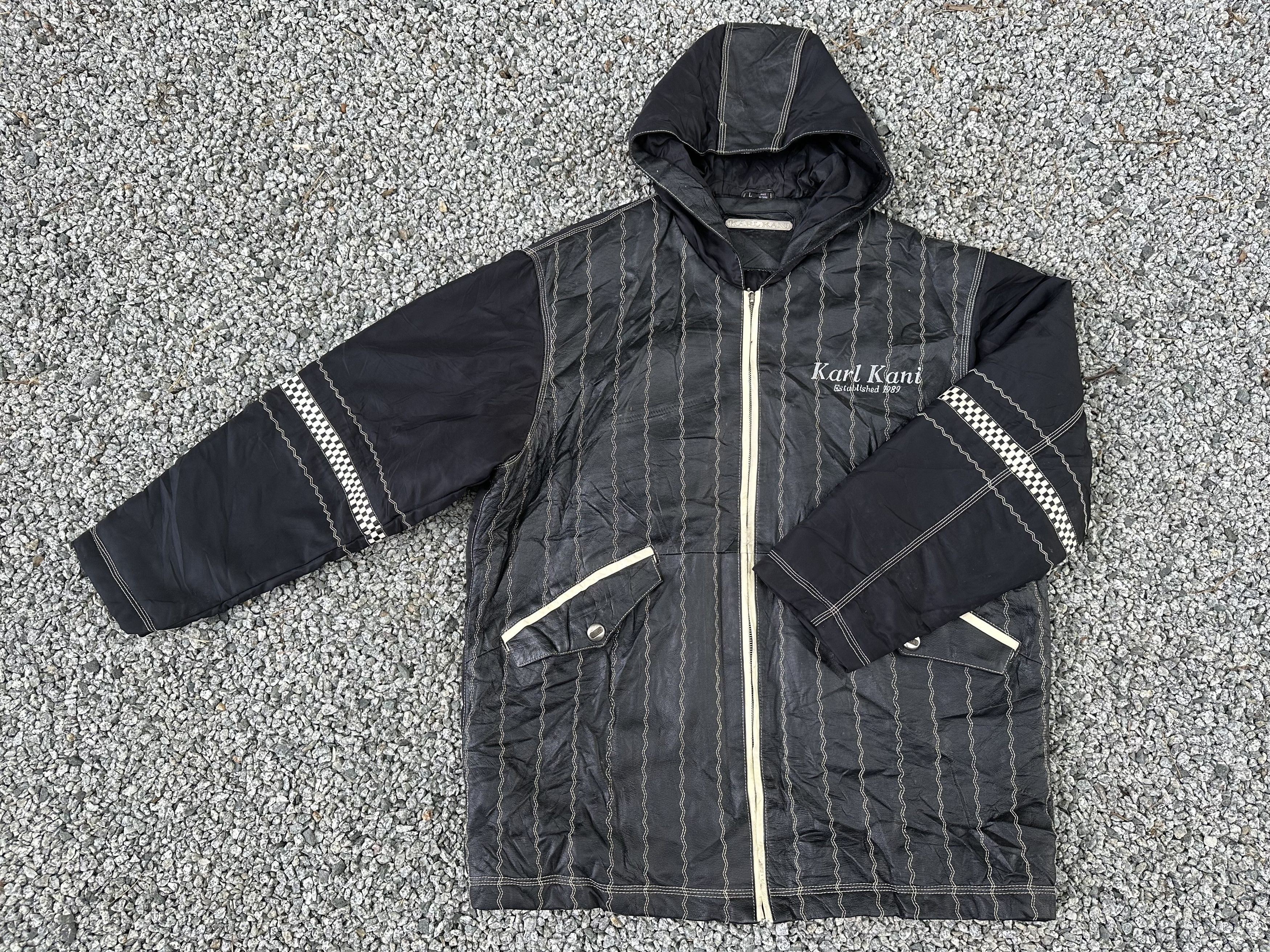 Karl Kani Vintage 90s Karl Kani 68 Leather Racing Team Jacket Size US L / EU 52-54 / 3 - 5 Thumbnail