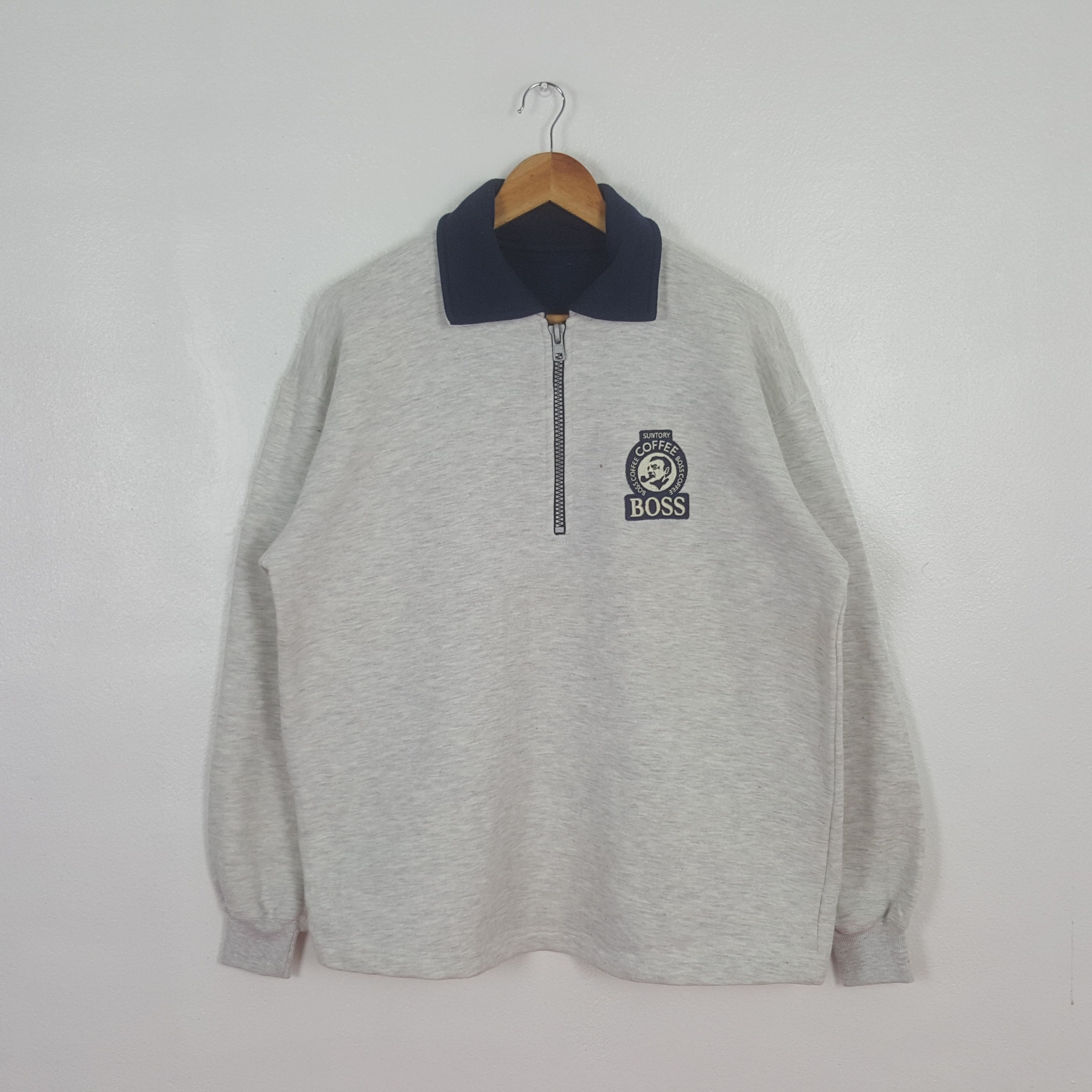 Vintage Vintage Boss Coffee Half Zipper Collared Sweatshirt C323N20 Size US L / EU 52-54 / 3 - 1 Thumbnail