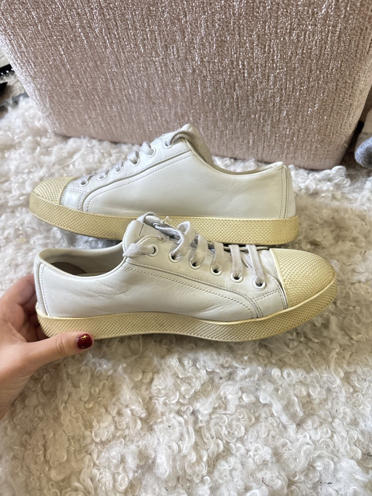 Prada Vintage prada leather sneakers Size US 5.5 / IT 35.5 - 2 Thumbnail