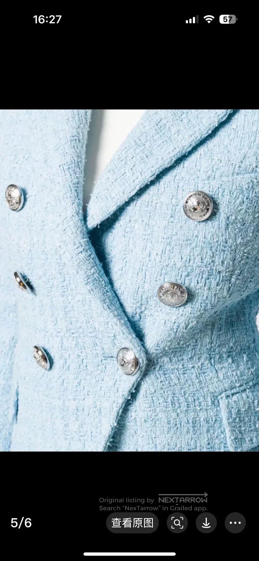 Balmain Balmain Sky Blue Tweed Jacket Size 36. Size XS / US 0-2 / IT 36-38 - 4 Thumbnail