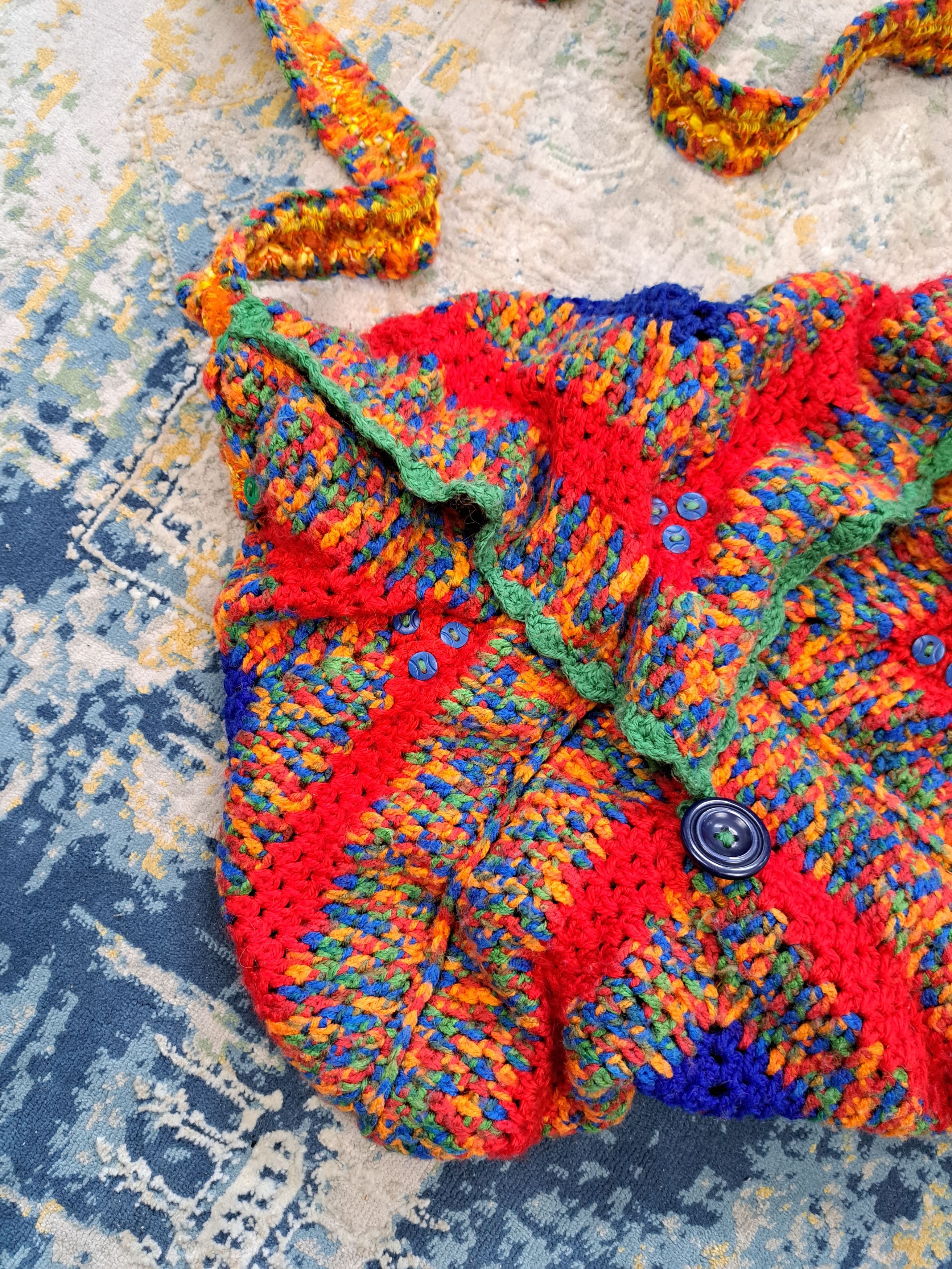 Handmade AvantGarde Handmade Knit Multicolor Crossbody Bag y2k Hippie Size ONE SIZE - 3 Thumbnail