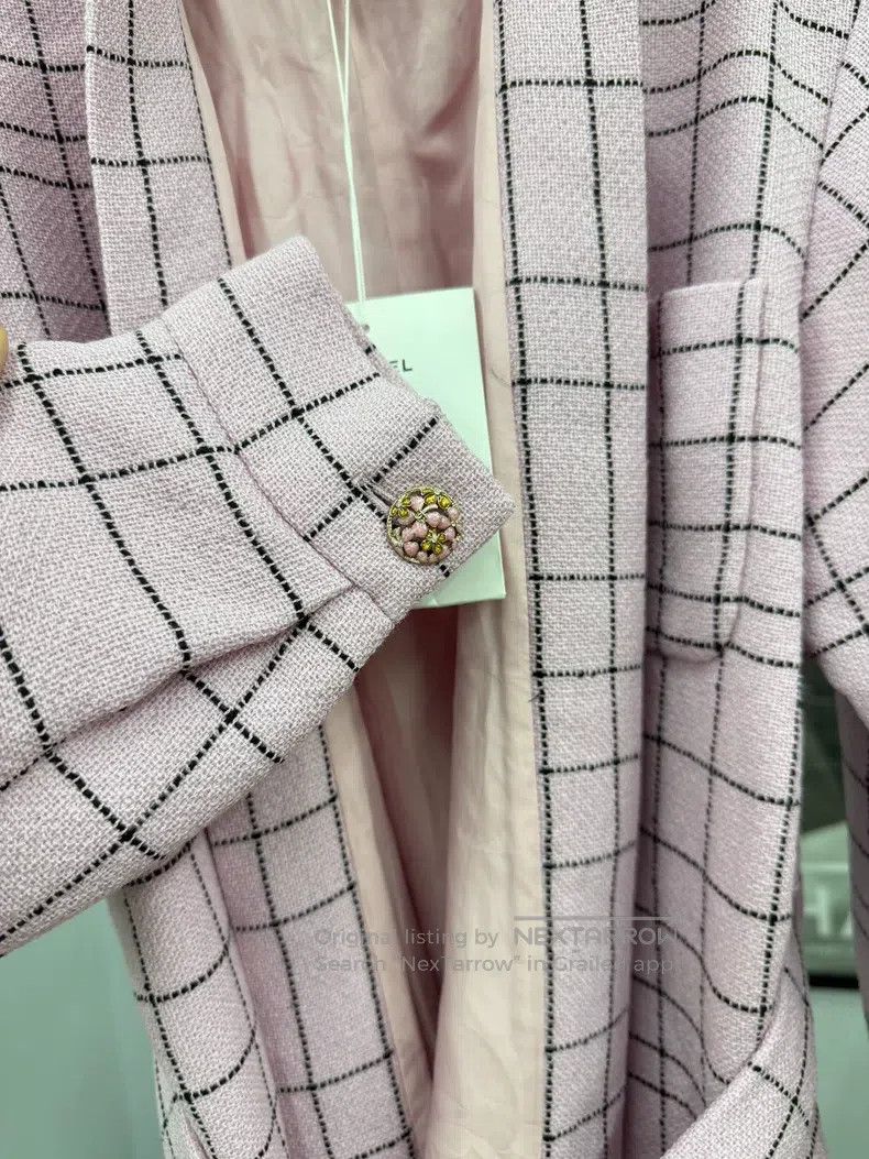 Chanel Chanel 24S pink plaid lace-in bathrobe coat Size XXS / US 00 / IT 34 - 2 Thumbnail