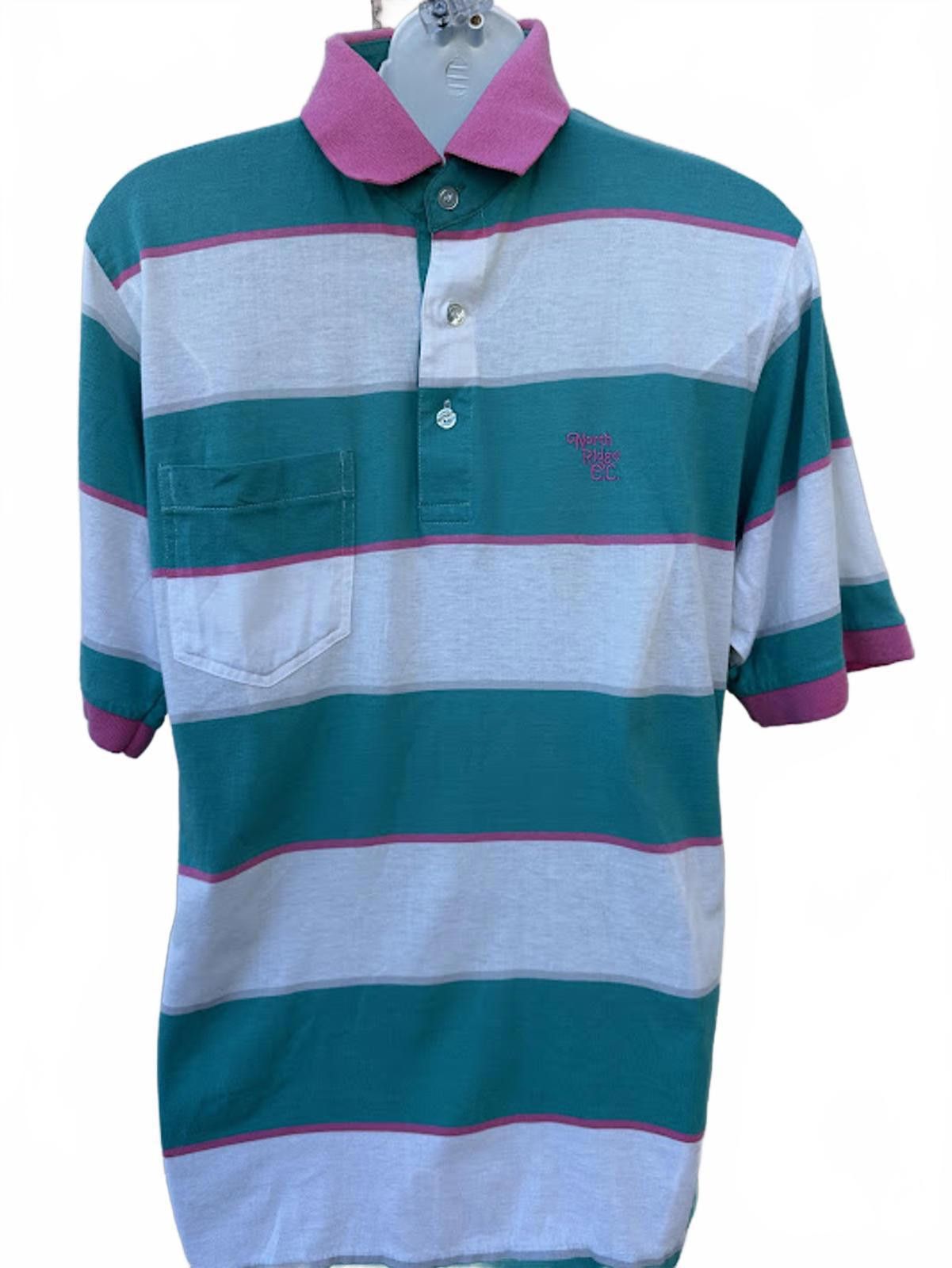 Other A.M. Player Teal Pink Stripe Polo Shirt M Size US M / EU 48-50 / 2 - 1 Thumbnail