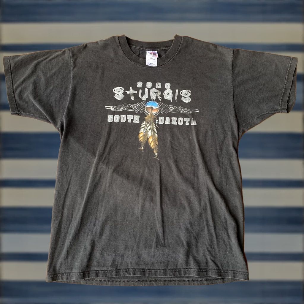 Fruit Of The Loom VINTAGE Sturgis South Dakota Motorcycle Bike Rally T-Shirt Double Sided XL Black Nike? Size US XL / EU 56 / 4 - 1 Thumbnail