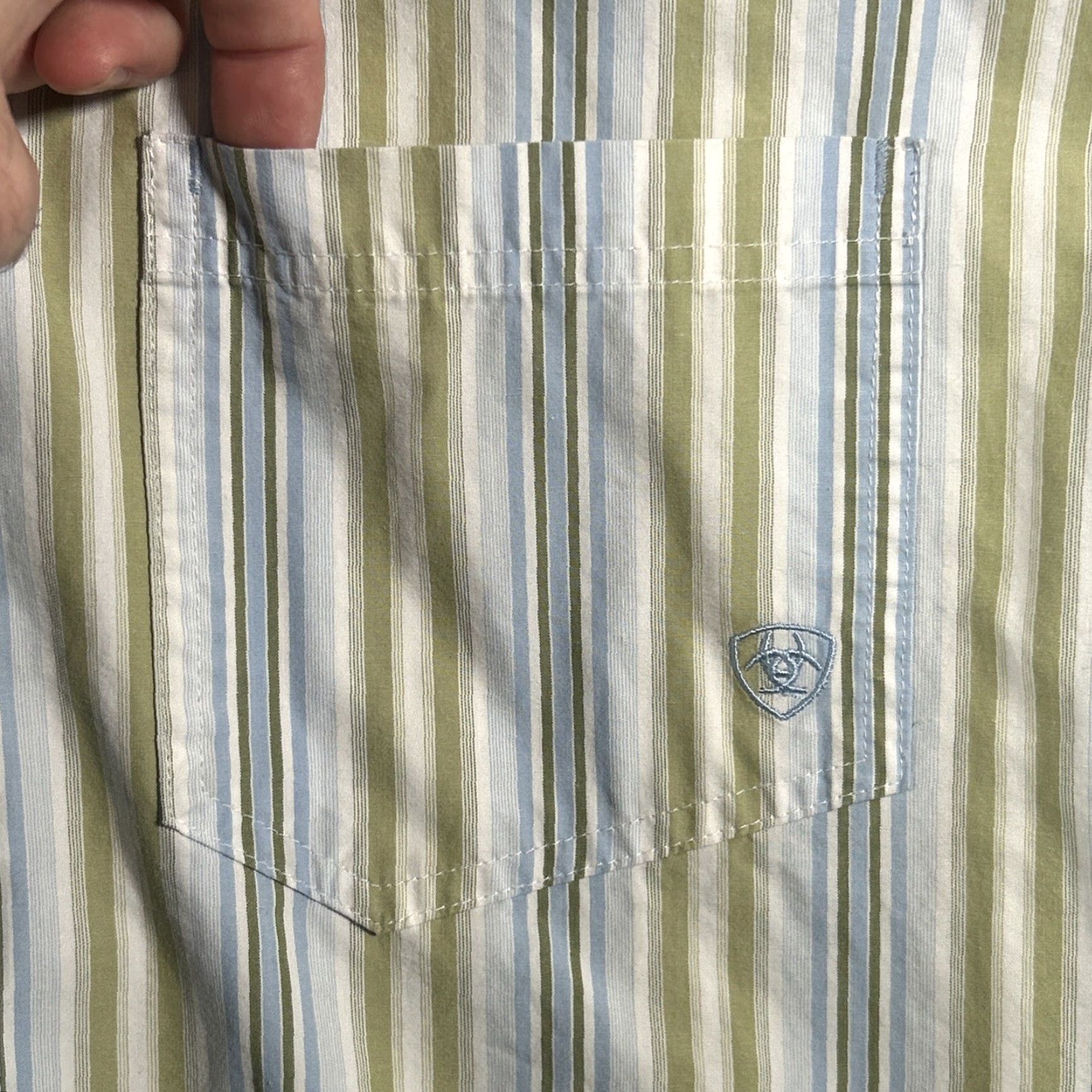 Ariat Ariat Button Down Long Sleeve Shirt Mens M Striped Blue Green Pattern Size US M / EU 48-50 / 2 - 4 Thumbnail