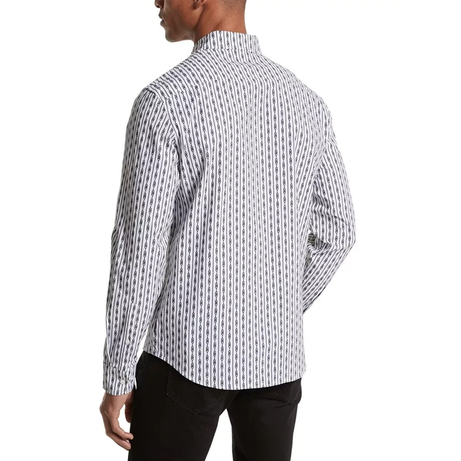 Michael Kors Michael Kors Men's White/Black Slim Fit Button Shirt Size M Size US M / EU 48-50 / 2 - 2 Thumbnail