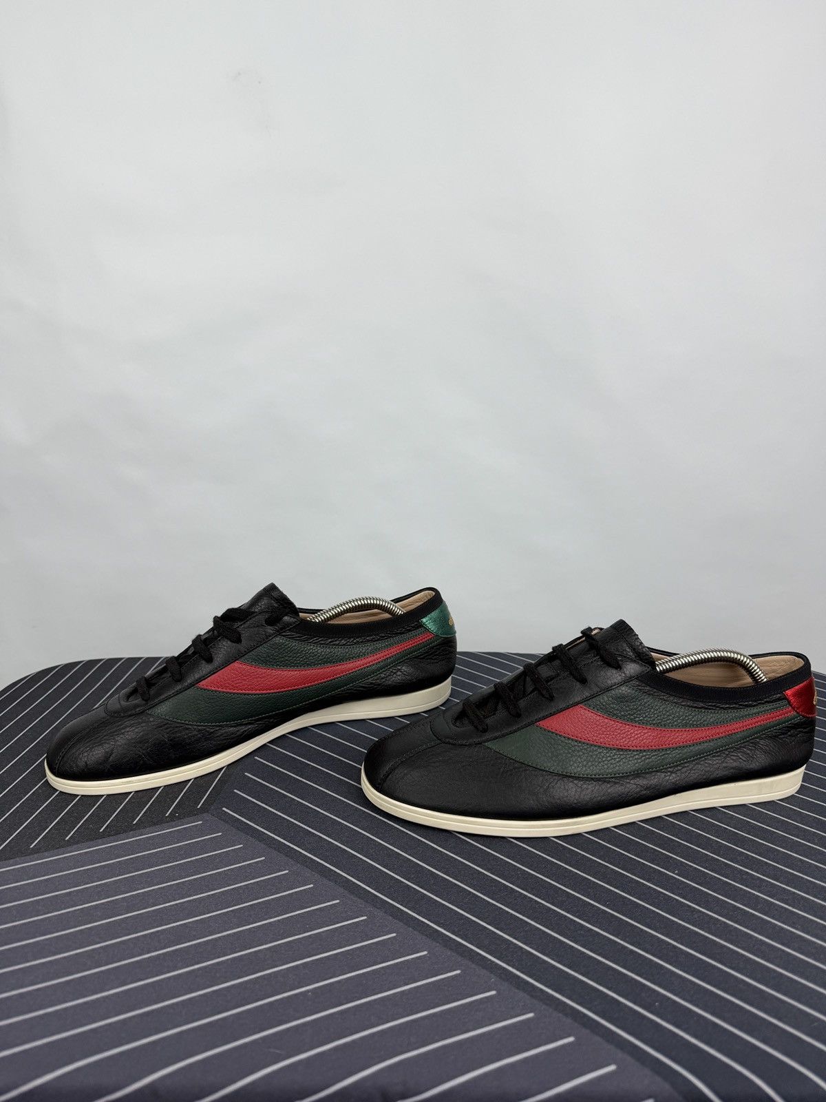Gucci 🇮🇹 Gucci Leather Falacer Web Sneakers Made in Italy Rare Size US 8 / EU 41 - 3 Thumbnail